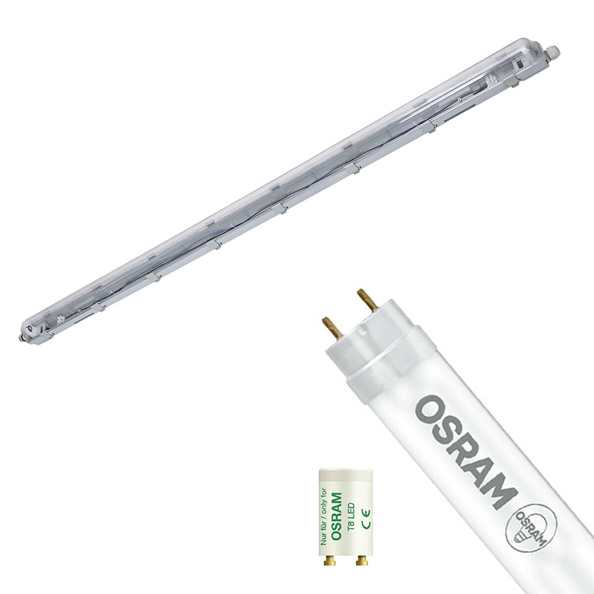 LED Waterdichte TL Armatuur met T8 Buis - Velvalux Strela - 150cm - Enkel - Koppelbaar - Waterdicht IP65 - OSRAM - SubstiTUBE Value EM 865 - 19.1W - Helder/Koud Wit 6500K | Vervangt 58W