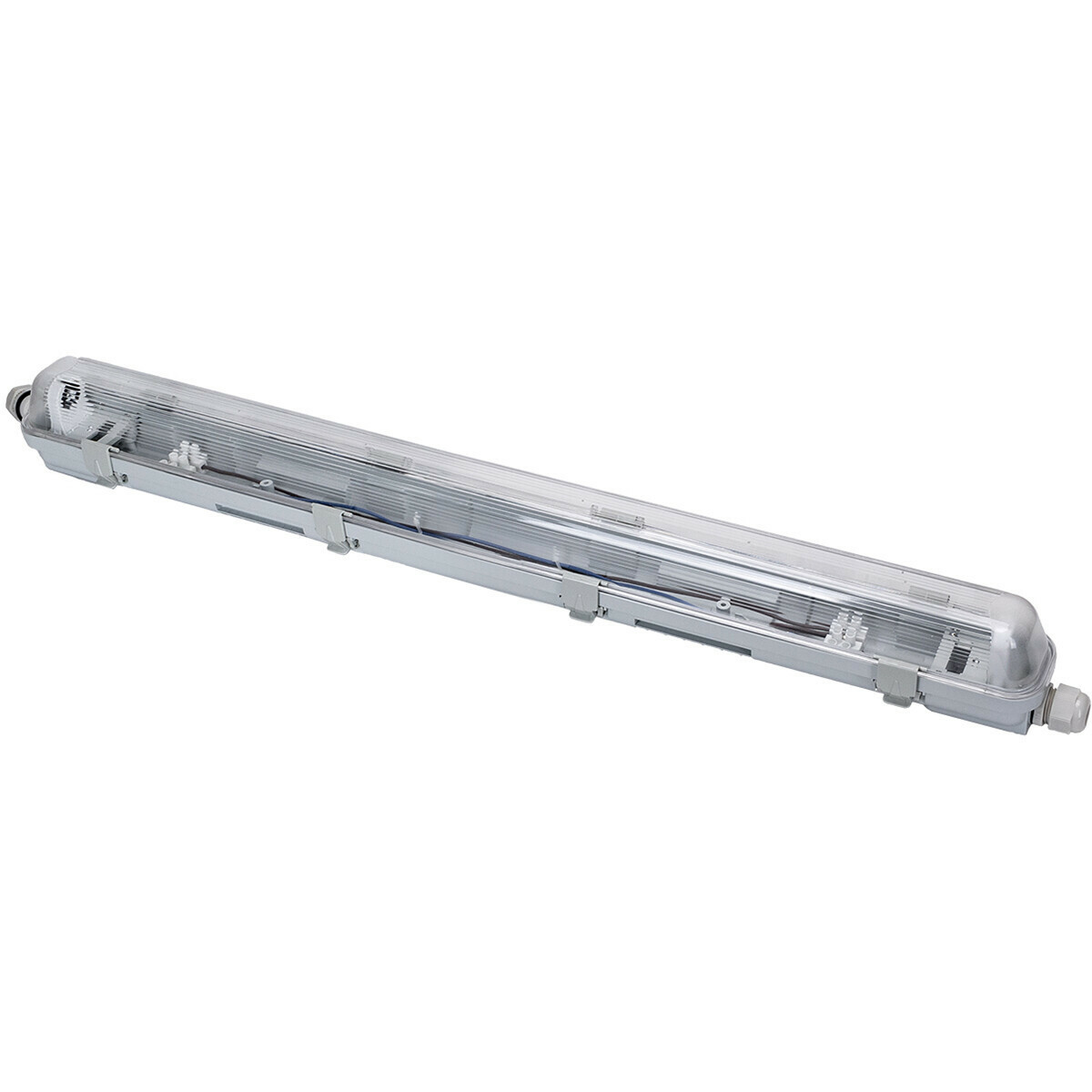 LED Waterdichte TL Armatuur met T8 Buis - Velvalux Strela - 60cm - Enkel - Koppelbaar - Waterdicht IP65 - 8W - Helder/Koud Wit 6400K