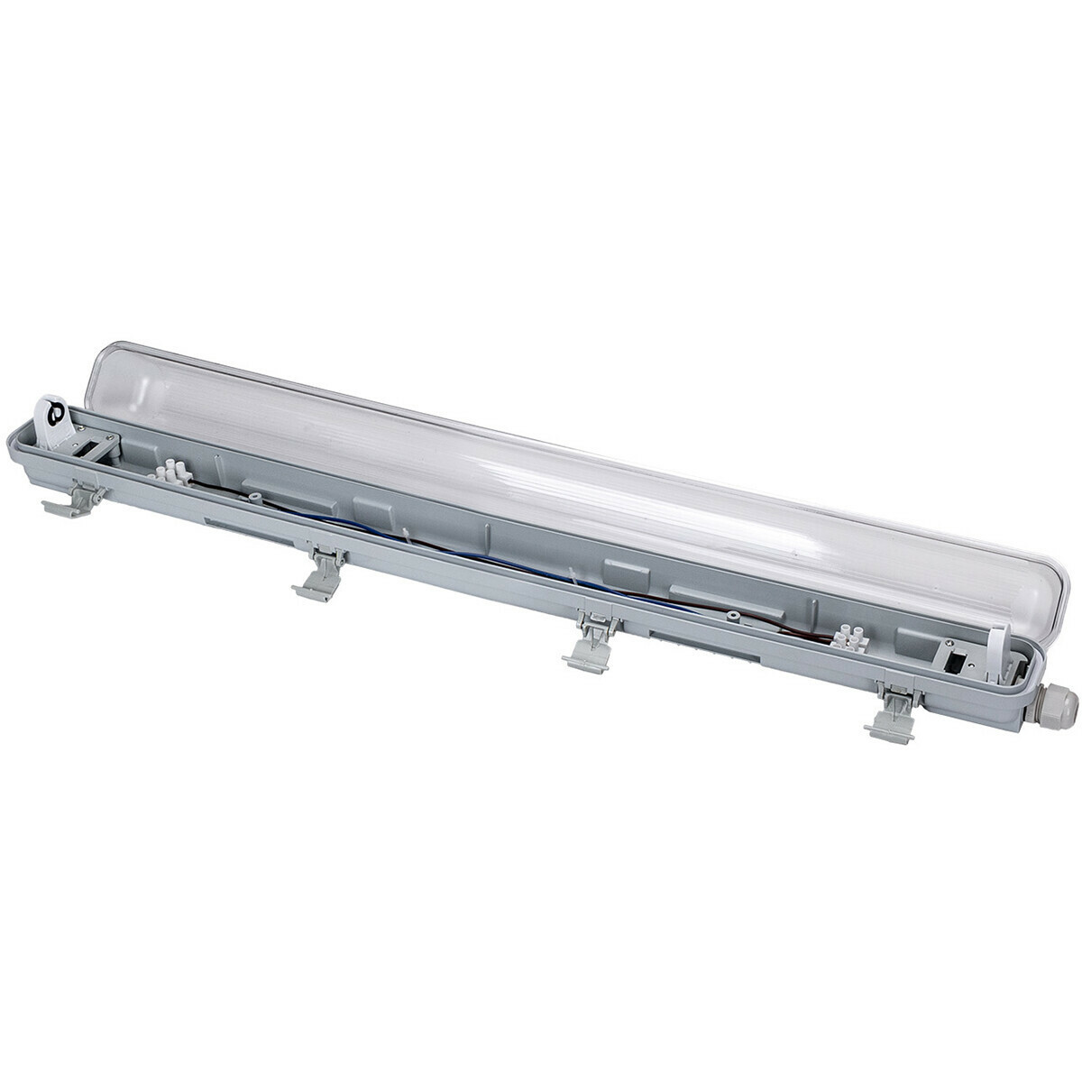 LED Waterdichte TL Armatuur met T8 Buis - Velvalux Strela - 60cm - Enkel - Koppelbaar - Waterdicht IP65 - 8W - Helder/Koud Wit 6400K