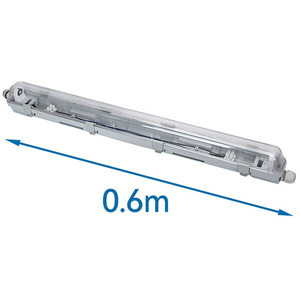 LED Waterdichte TL Armatuur met T8 Buis - Velvalux Strela - 60cm - Enkel - Koppelbaar - Waterdicht IP65 - 8W - Helder/Koud Wit 6400K