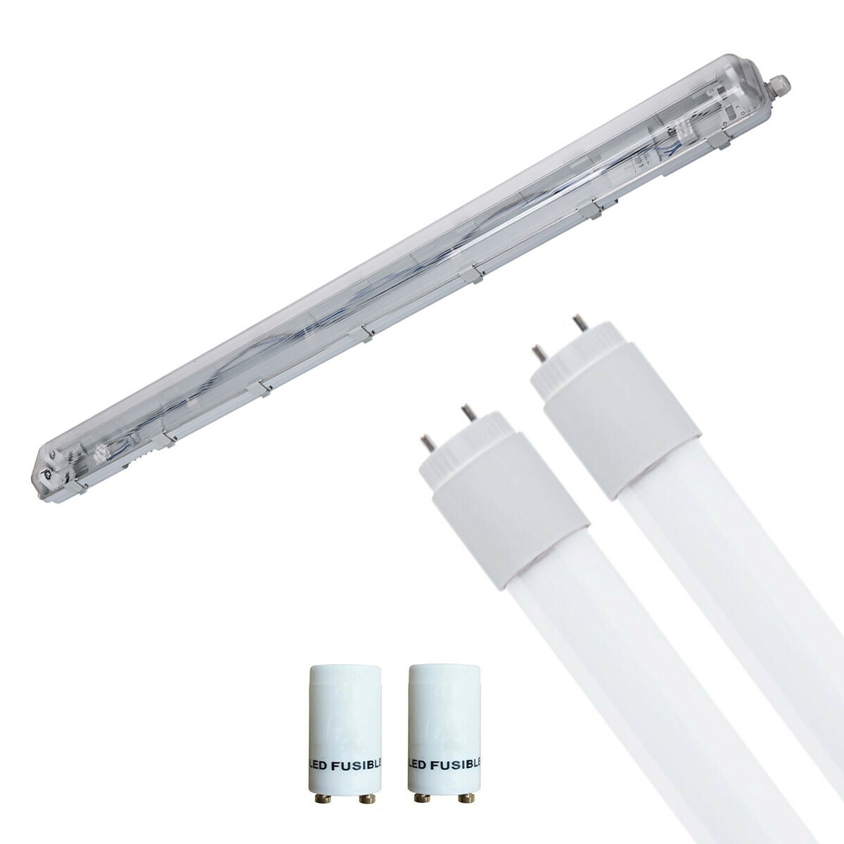 LED Waterdichte TL Armatuur met T8 Buizen - Velvalux Strela - 120cm - Dubbel - Koppelbaar - Waterdicht IP65 - 32W - Helder/Koud Wit 6400K