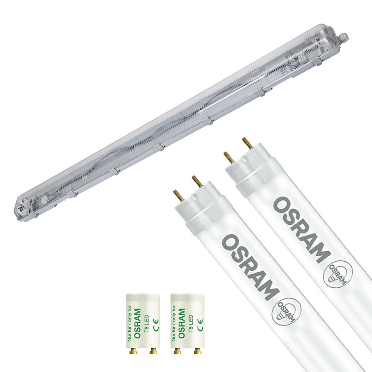 LED Waterdichte TL Armatuur met T8 Buizen - Velvalux Strela - 120cm - Dubbel - Koppelbaar - Waterdicht IP65 - OSRAM - SubstiTUBE Value EM 840 - 32.4W - Natuurlijk Wit 4000K | Vervangt 72W