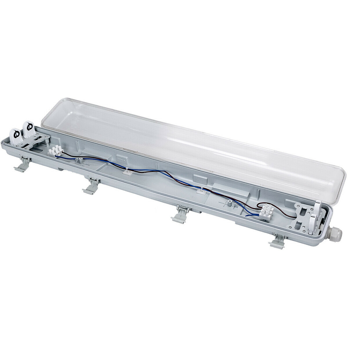 LED Waterdichte TL Armatuur met T8 Buizen - Velvalux Strela - 60cm - Dubbel - Koppelbaar - Waterdicht IP65 - OSRAM - SubstiTUBE Value EM 865 - 15.2W - Helder/Koud Wit 6500K | Vervangt 36W