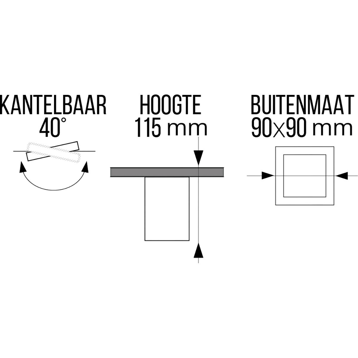 Opbouwspot 10 Pack - Pragmi Luxina Pro - GU10 Fitting - Opbouw Vierkant - Mat Zwart - Aluminium - Verdiept - Kantelbaar - 90mm