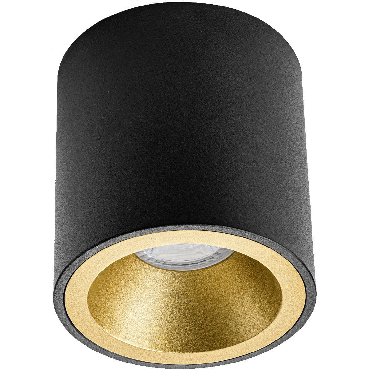 Opbouwspot 10 Pack - Pragmi Cliron Pro - GU10 Fitting - Opbouw Rond - Mat Zwart/Goud - Aluminium - Verdiept - Ø90mm