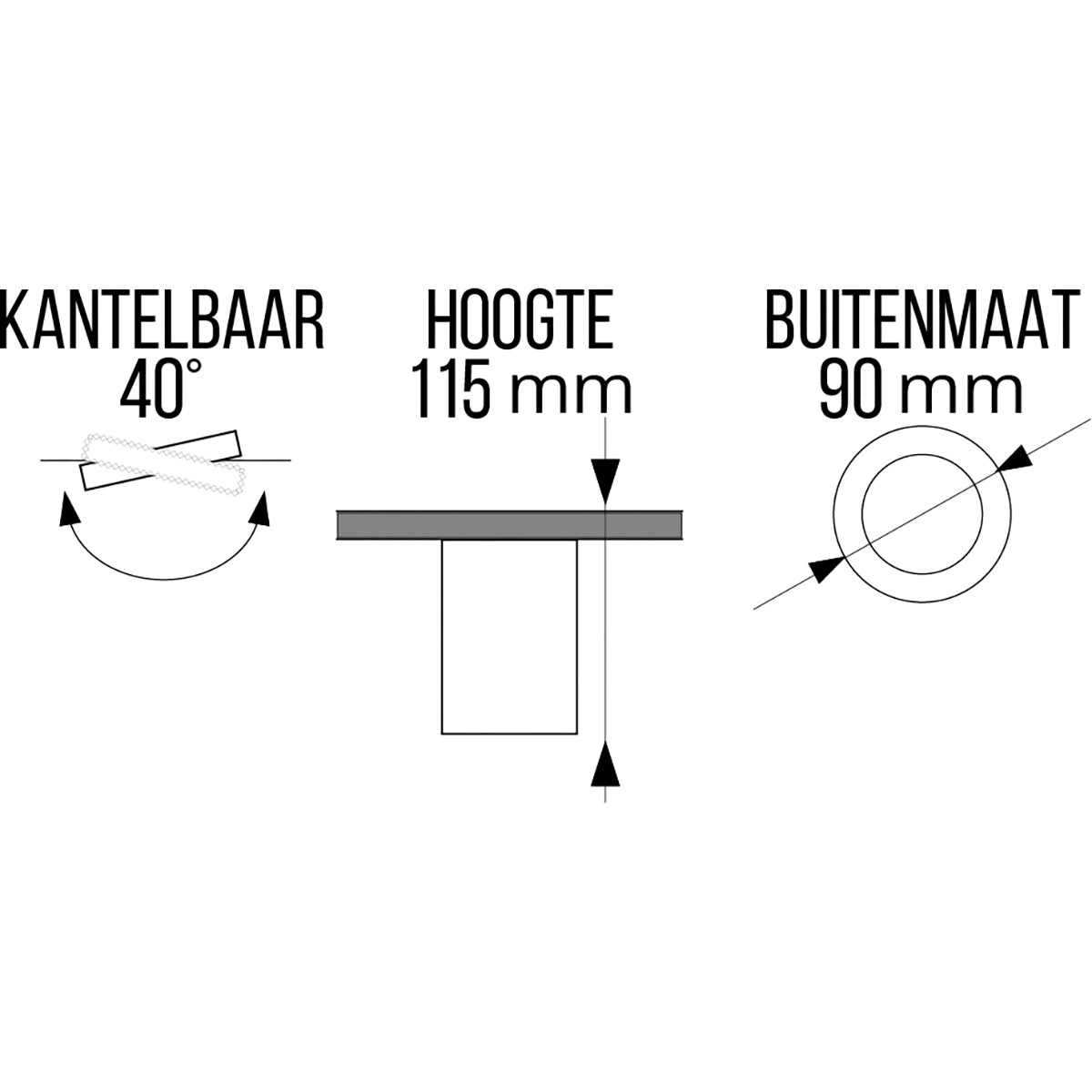 Opbouwspot GU10 - Pragmi Luxina Pro - Opbouw Rond - Mat Wit - Aluminium - Verdiept - Kantelbaar - Ø90mm