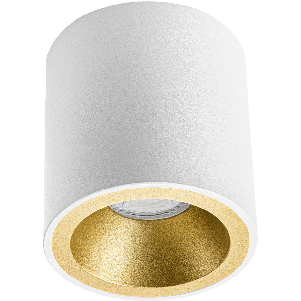 Opbouwspot Set - Pragmi Cliron Pro - GU10 Fitting - Opbouw Rond - Mat Wit/Goud - 4W - Warm Wit 3000K - Verdiept - Ø90mm