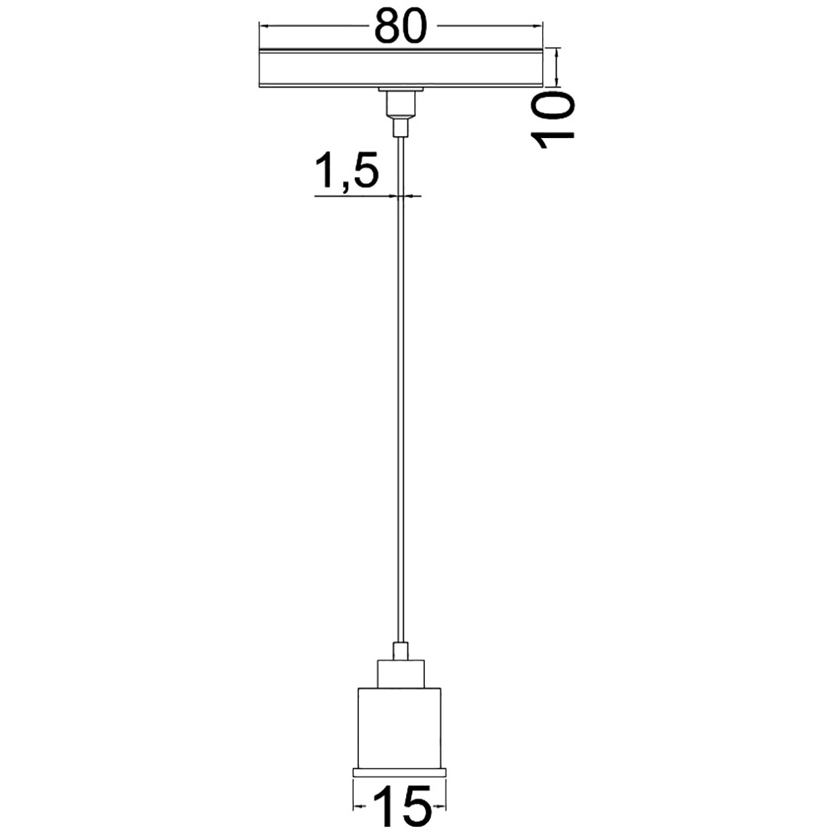 Ophangset voor 48V Magnetische Track Rails - Brinton Magni - 1.5 Meter - Zwart