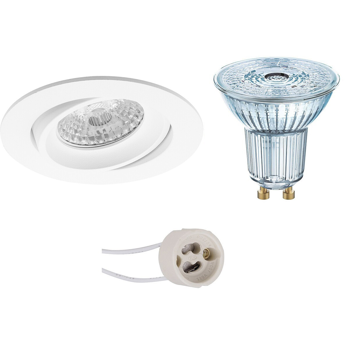 LED Spot Set - LEDVANCE Parathom PAR16 927 36D - Pragmi Delton Pro - GU10 Fitting - Dimbaar - Inbouw Rond - Mat Wit - 3.4W - Warm Wit 2700K - Kantelbaar - Ø82mm