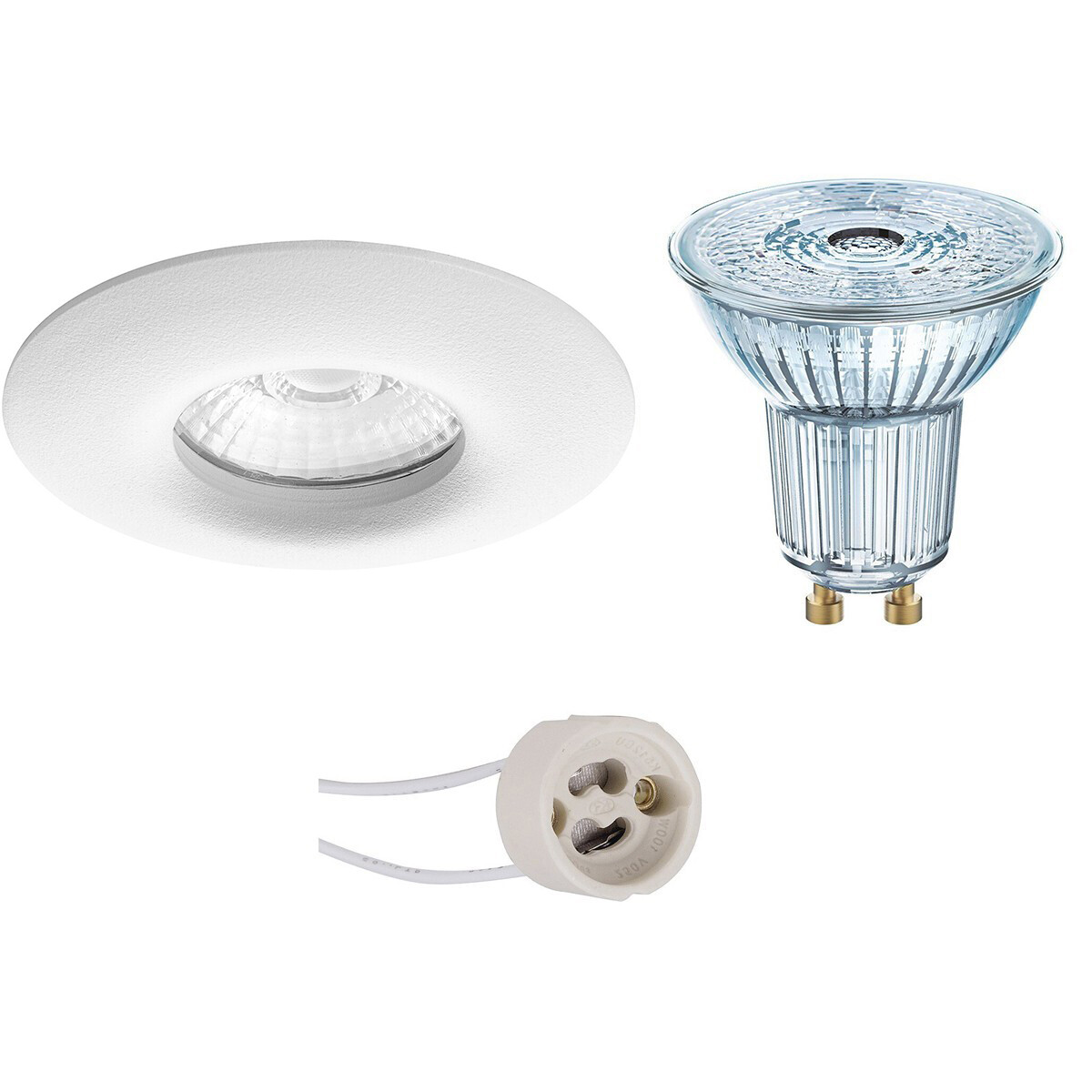 LED Spot Set - LEDVANCE Parathom PAR16 927 36D - Pragmi Luno Pro - Waterdicht IP65 - GU10 Fitting - Dimbaar - Inbouw Rond - Mat Wit - 3.4W - Warm Wit 2700K - Ø82mm