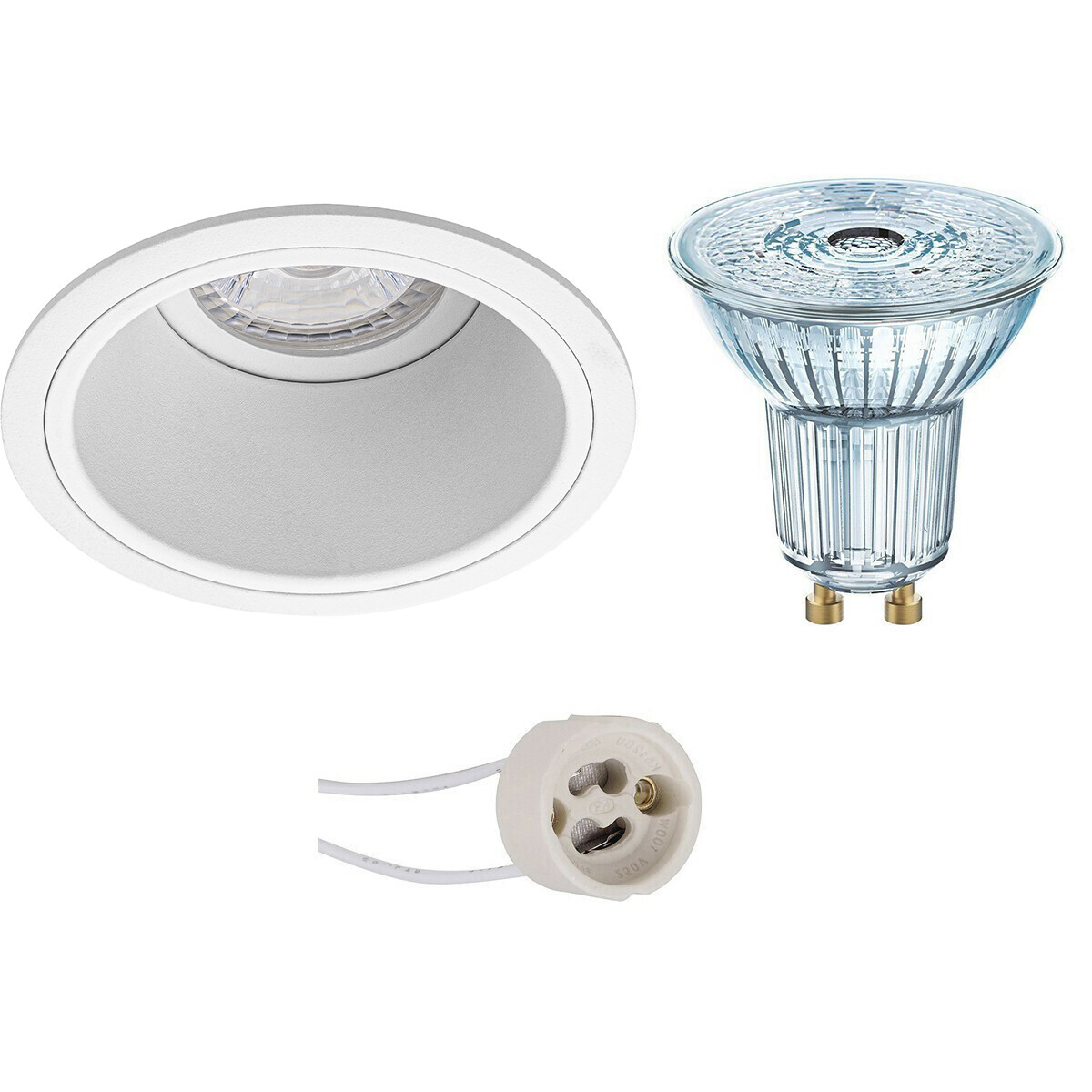 LED Spot Set - LEDVANCE Parathom PAR16 927 36D - Pragmi Minko Pro - GU10 Fitting - Dimbaar - Inbouw Rond - Mat Wit - 3.4W - Warm Wit 2700K - Verdiept - Ø90mm