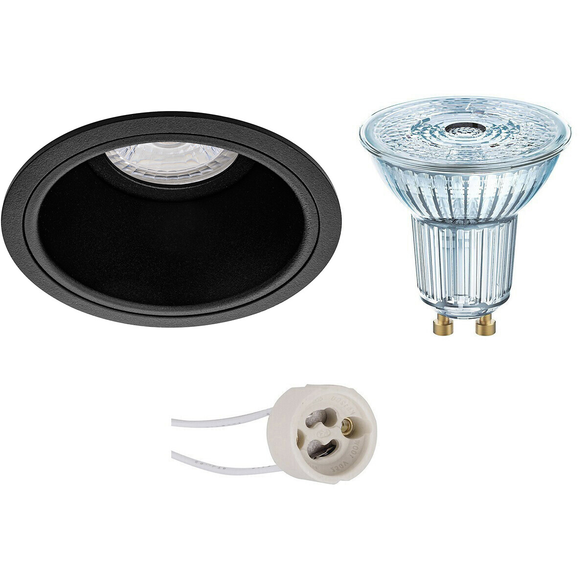 LED Spot Set - LEDVANCE Parathom PAR16 927 36D - Pragmi Minko Pro - GU10 Fitting - Dimbaar - Inbouw Rond - Mat Zwart - 4.5W - Warm Wit 2700K - Verdiept - Ø90mm