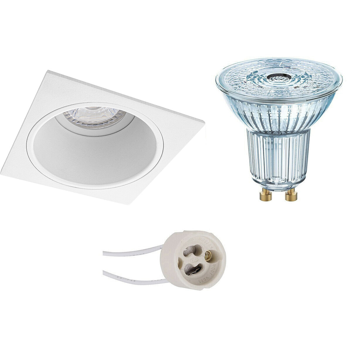 LED Spot Set - LEDVANCE Parathom PAR16 940 36D - Pragmi Minko Pro - GU10 Fitting - Dimbaar - Inbouw Vierkant - Mat Wit - 3.4W - Natuurlijk Wit 4000K - Verdiept - 90mm