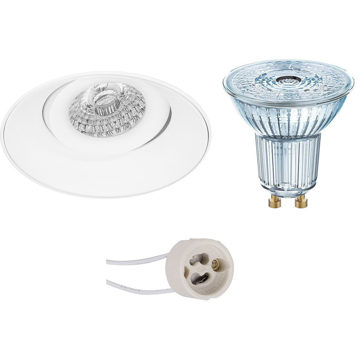 LED Spot Set - LEDVANCE Parathom PAR16 927 36D - Pragmi Nivas Pro - GU10 Fitting - Dimbaar - Inbouw Rond - Mat Wit - 3.4W - Warm Wit 2700K - Trimless - Kantelbaar - Ø150mm