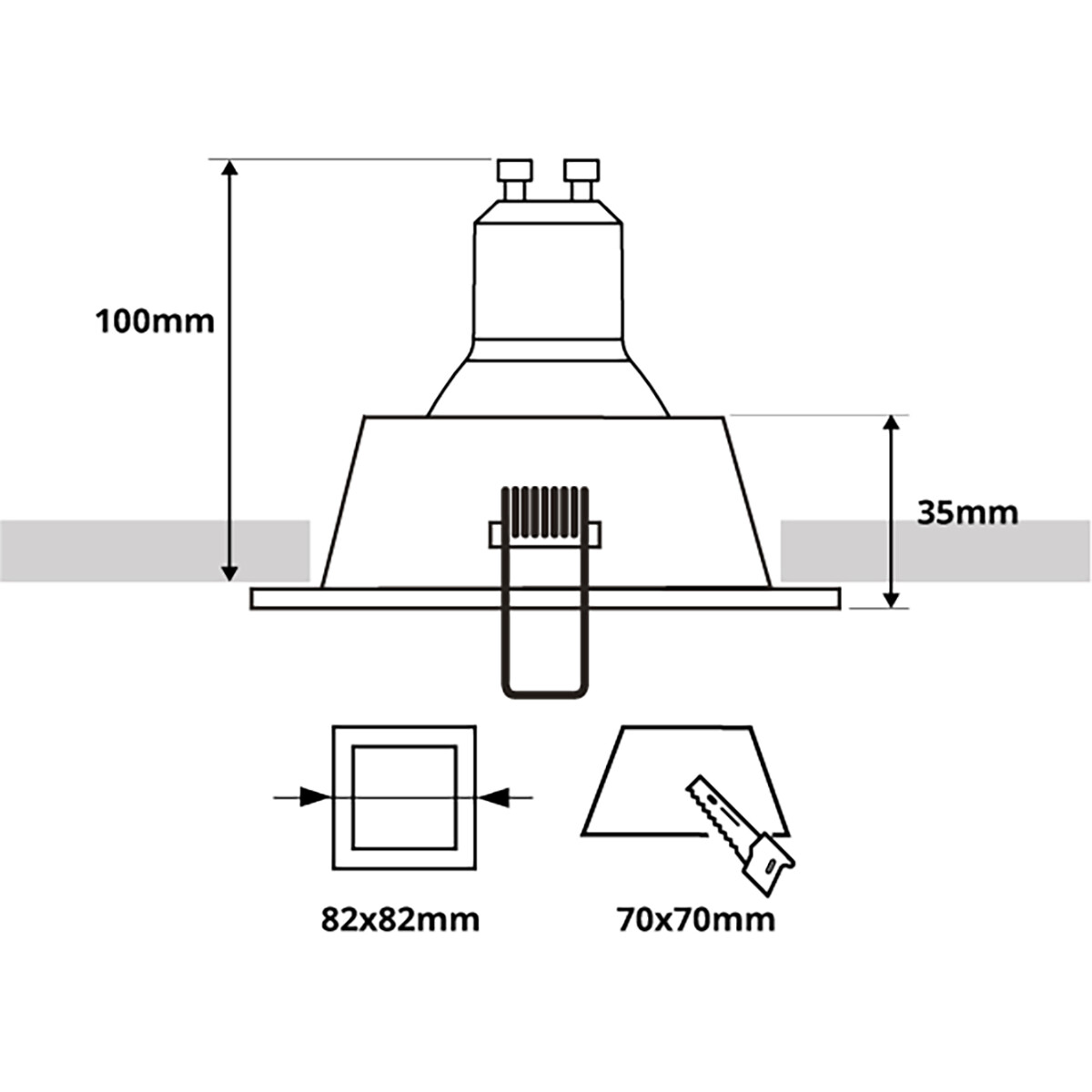 LED Spot Set - LEDVANCE Parathom PAR16 930 36D - Pragmi Pollon Pro - GU10 Fitting - Dimbaar - Inbouw Vierkant - Mat Goud - 3.4W - Warm Wit 3000K - Verdiept - 82mm