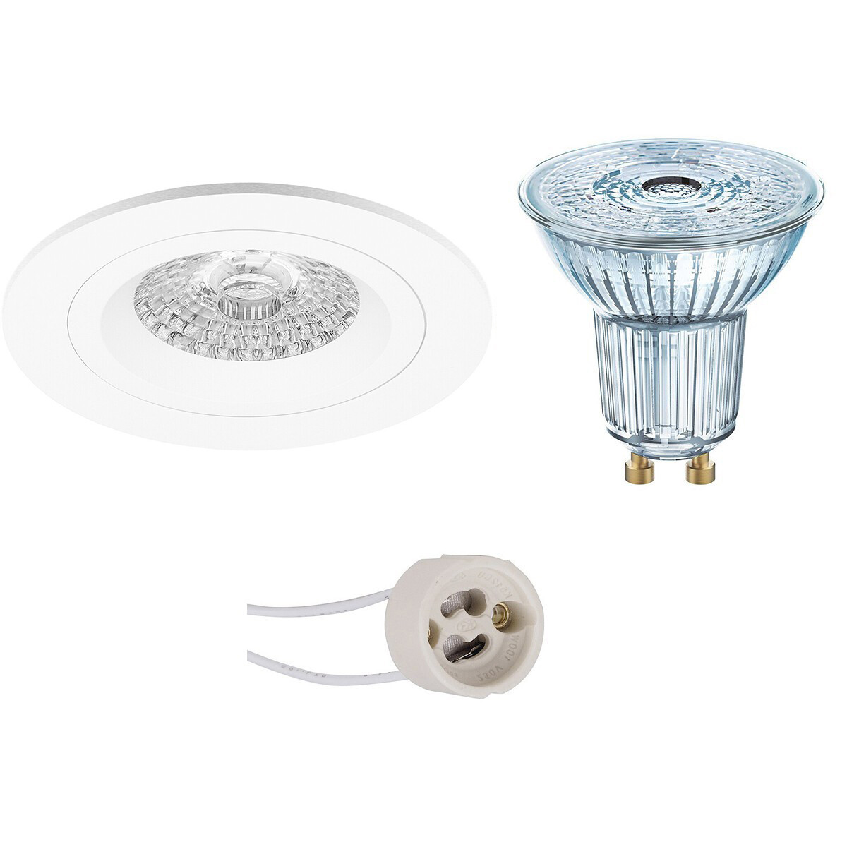 LED Spot Set - LEDVANCE Parathom PAR16 927 36D - Pragmi Rodos Pro - GU10 Fitting - Dimbaar - Inbouw Rond - Mat Wit - 3.4W - Warm Wit 2700K - Ø93mm