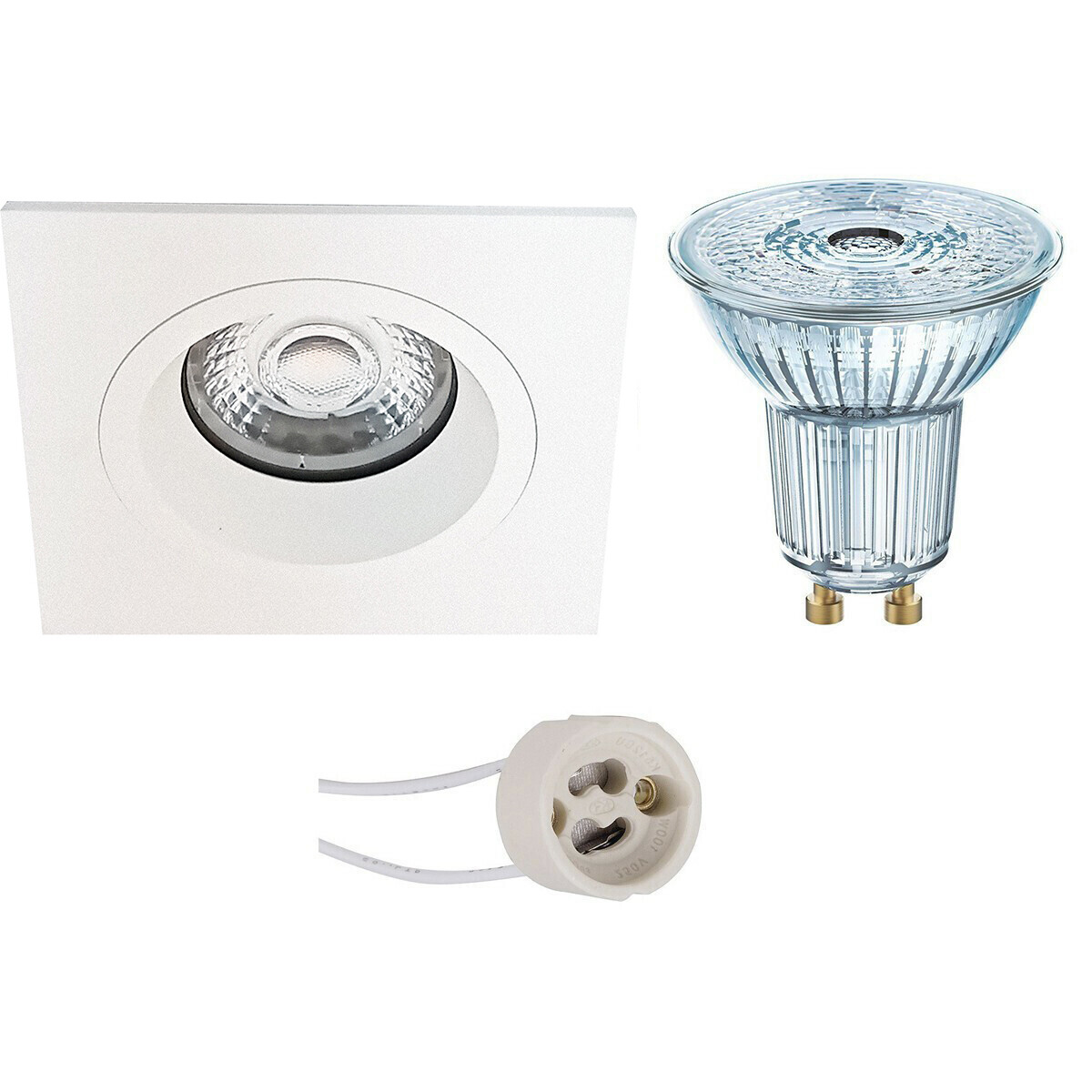 LED Spot Set - LEDVANCE Parathom PAR16 927 36D - Pragmi Rodos Pro - GU10 Fitting - Dimbaar - Inbouw Vierkant - Mat Wit - 3.4W - Warm Wit 2700K - 93mm