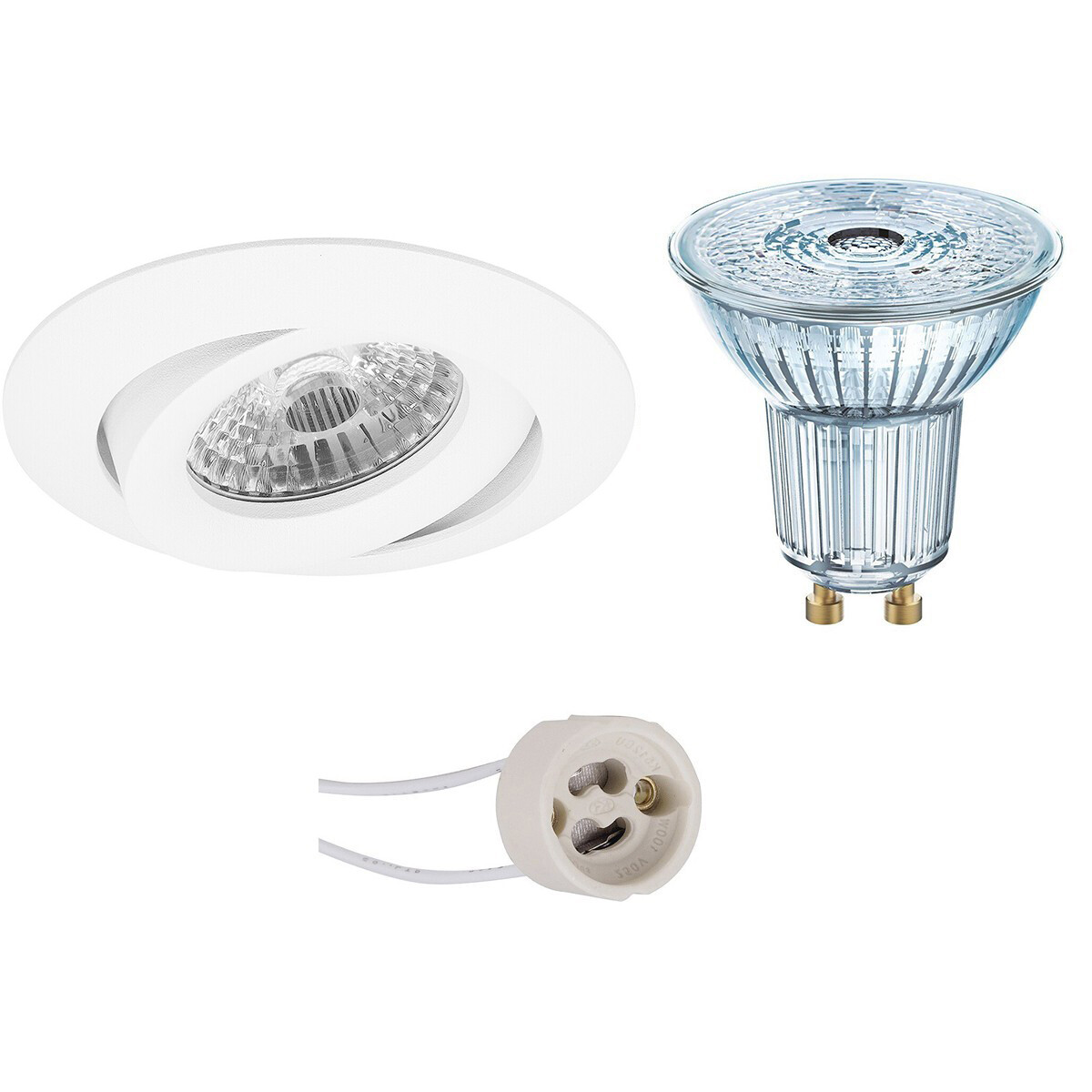 LED Spot Set - LEDVANCE Parathom PAR16 940 36D - Pragmi Uranio Pro - GU10 Fitting - Dimbaar - Inbouw Rond - Mat Wit - 3.4W - Natuurlijk Wit 4000K - Kantelbaar - Ø82mm