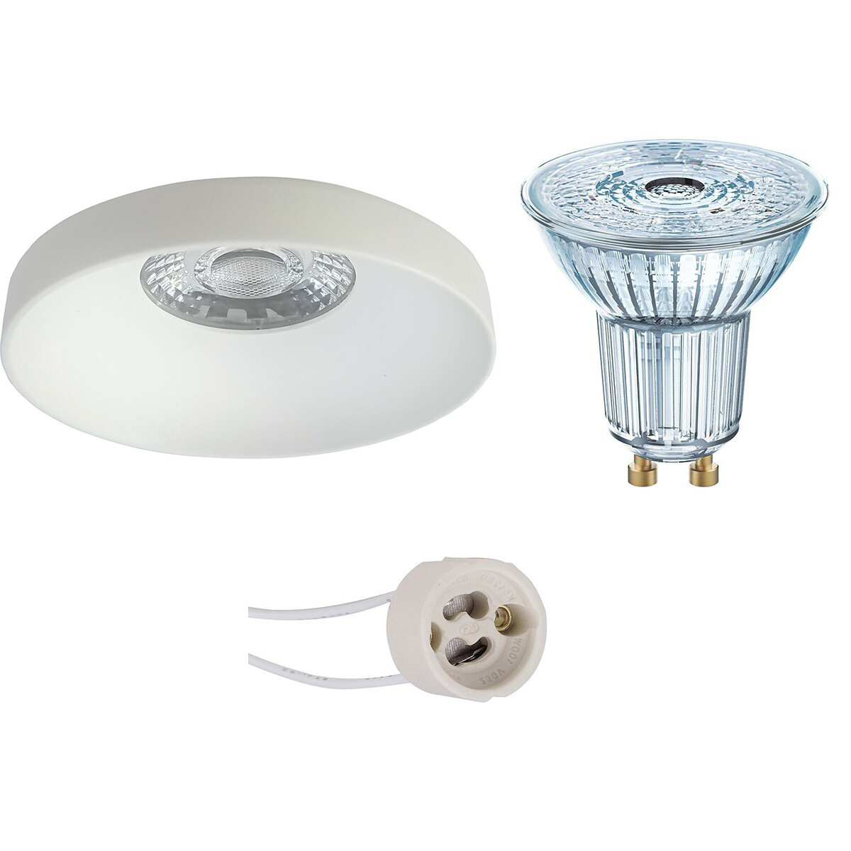 LED Spot Set - LEDVANCE Parathom PAR16 927 36D - Pragmi Vrito Pro - GU10 Fitting - Dimbaar - Inbouw Rond - Mat Wit - 3.4W - Warm Wit 2700K - Ø82mm