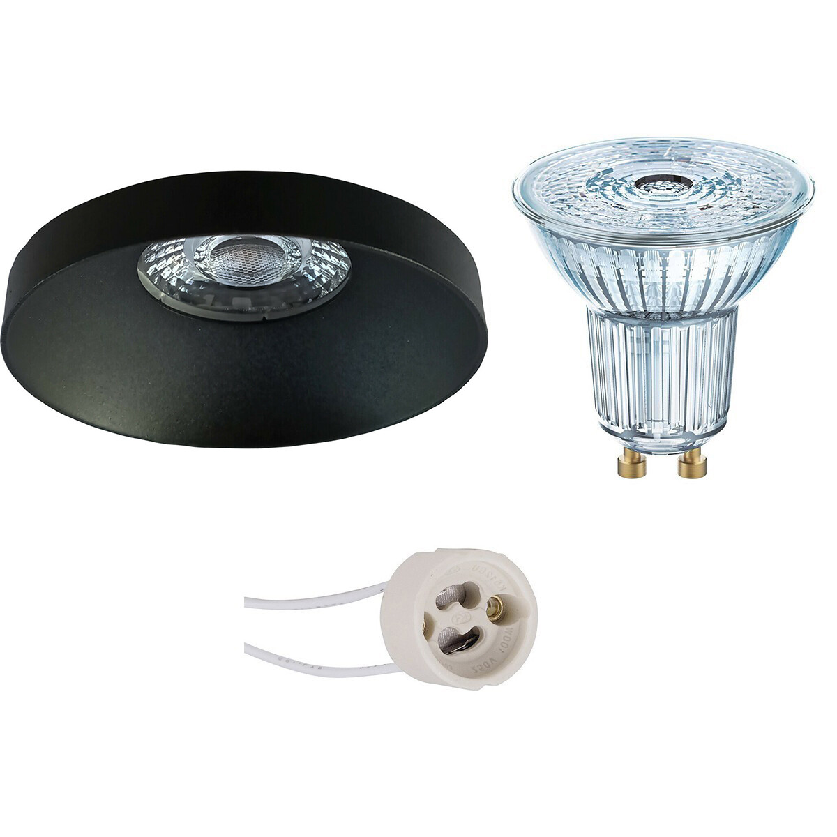 LED Spot Set - LEDVANCE Parathom PAR16 927 36D - Pragmi Vrito Pro - GU10 Fitting - Dimbaar - Inbouw Rond - Mat Zwart - 3.4W - Warm Wit 2700K - Ø82mm