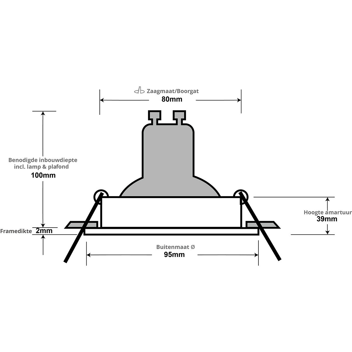 LED Spot Set - LEDVANCE Parathom PAR16 940 36D - Pragmi Zano Pro - GU10 Fitting - Dimbaar - Inbouw Rond - Mat Wit - 3.4W - Natuurlijk Wit 4000K - Kantelbaar - Ø93mm