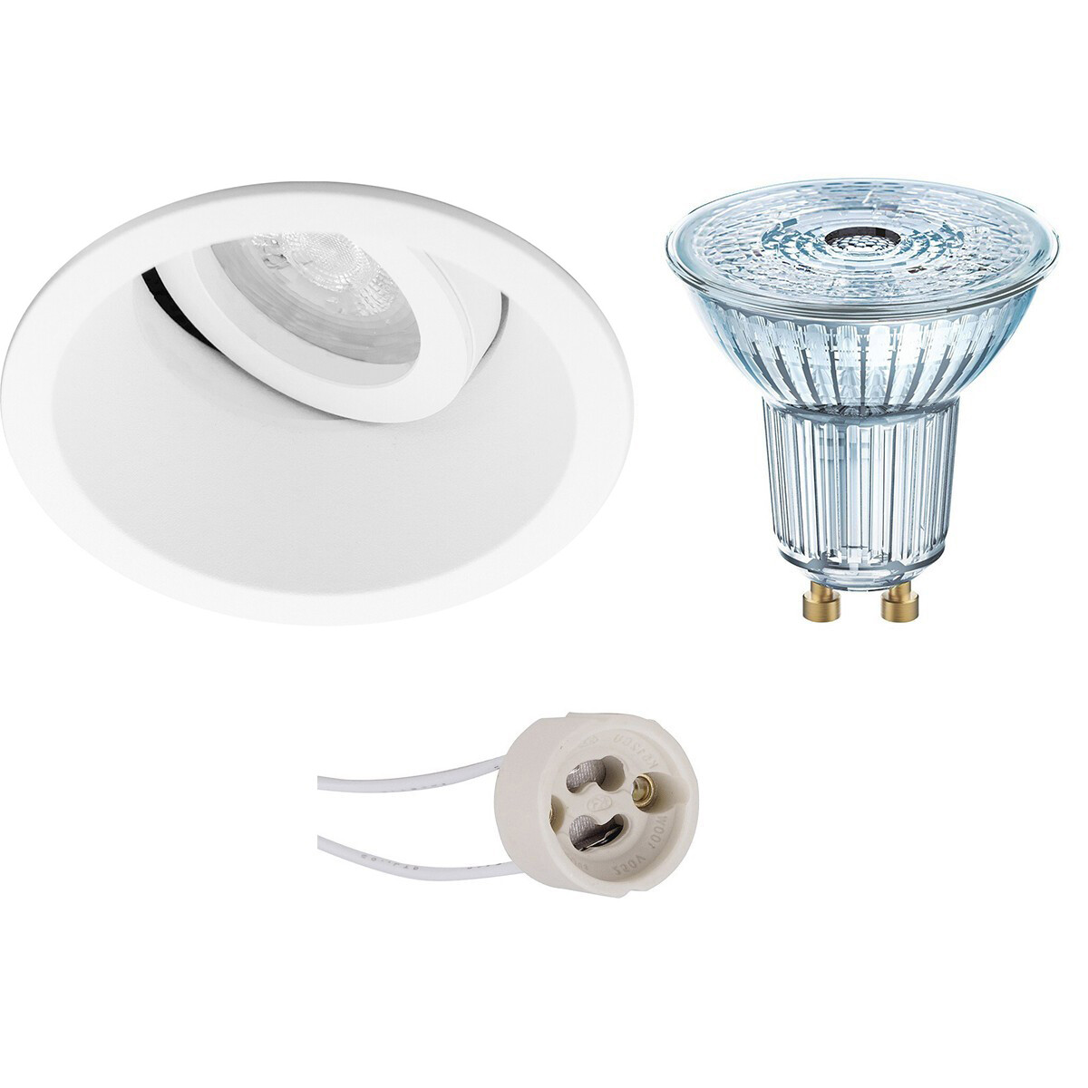 LED Spot Set - LEDVANCE Parathom PAR16 930 36D - Pragmi Zano Pro - GU10 Fitting - Dimbaar - Inbouw Rond - Mat Wit - 3.4W - Warm Wit 3000K - Kantelbaar - Ø93mm