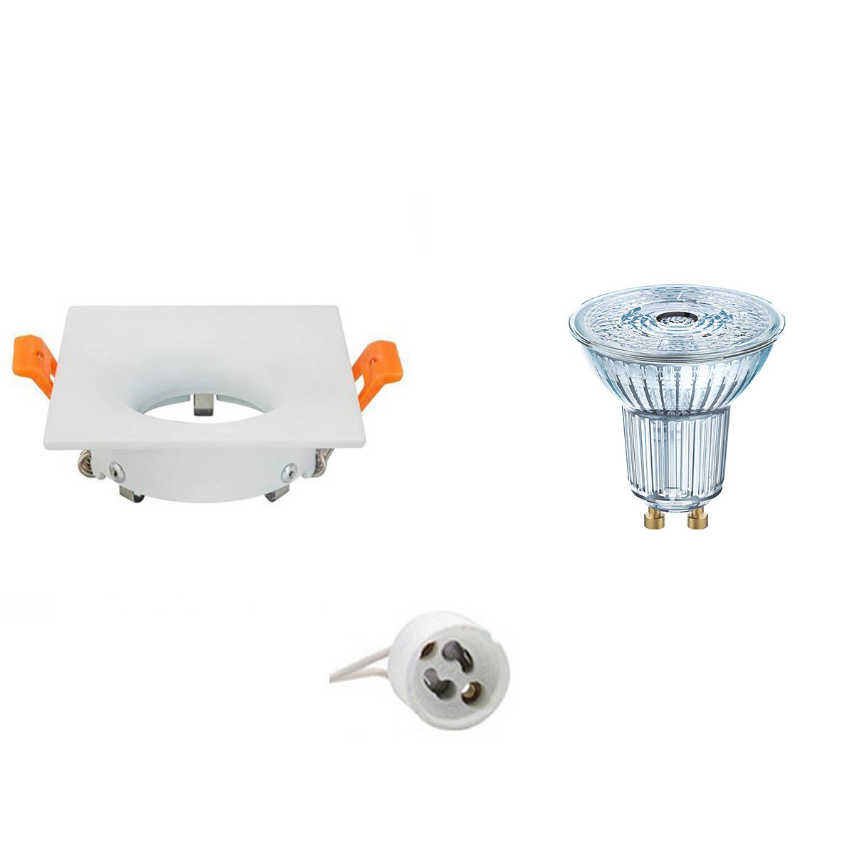 LED Spot Set - LEDVANCE Parathom PAR16 930 36D - GU10 Fitting - Dimbaar - Inbouw Vierkant - Mat Wit - 3.4W - Warm Wit 3000K - 85mm