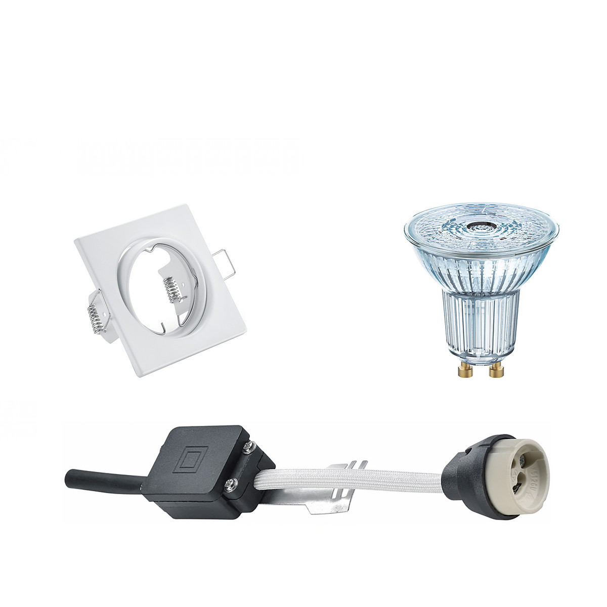 LED Spot Set - LEDVANCE Parathom PAR16 930 36D - GU10 Fitting - Dimbaar - Inbouw Vierkant - Mat Wit - 3.4W - Warm Wit 3000K - Kantelbaar 80mm