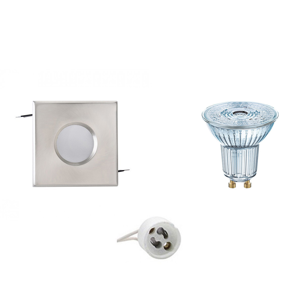 LED Spot Set - LEDVANCE Parathom PAR16 930 36D - Aigi - GU10 Fitting - Waterdicht IP65 - Dimbaar - Inbouw Vierkant - Mat Chroom - 4.5W - Warm Wit 3000K - 82mm