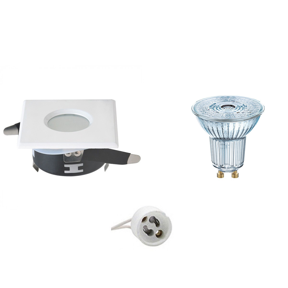 LED Spot Set - LEDVANCE Parathom PAR16 930 36D - Aigi - GU10 Fitting - Waterdicht IP65 - Dimbaar - Inbouw Vierkant - Mat Wit - 3.4W - Warm Wit 3000K - 82mm