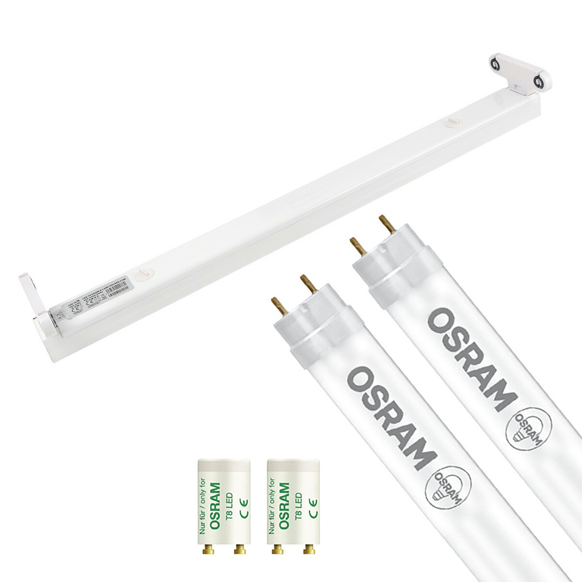 LED TL Armatuur met T8 Buis - OSRAM SubstiTUBE Value EM 830 - Aigi Dybolo - 60cm Dubbel - 15.2W - Warm Wit 3000K