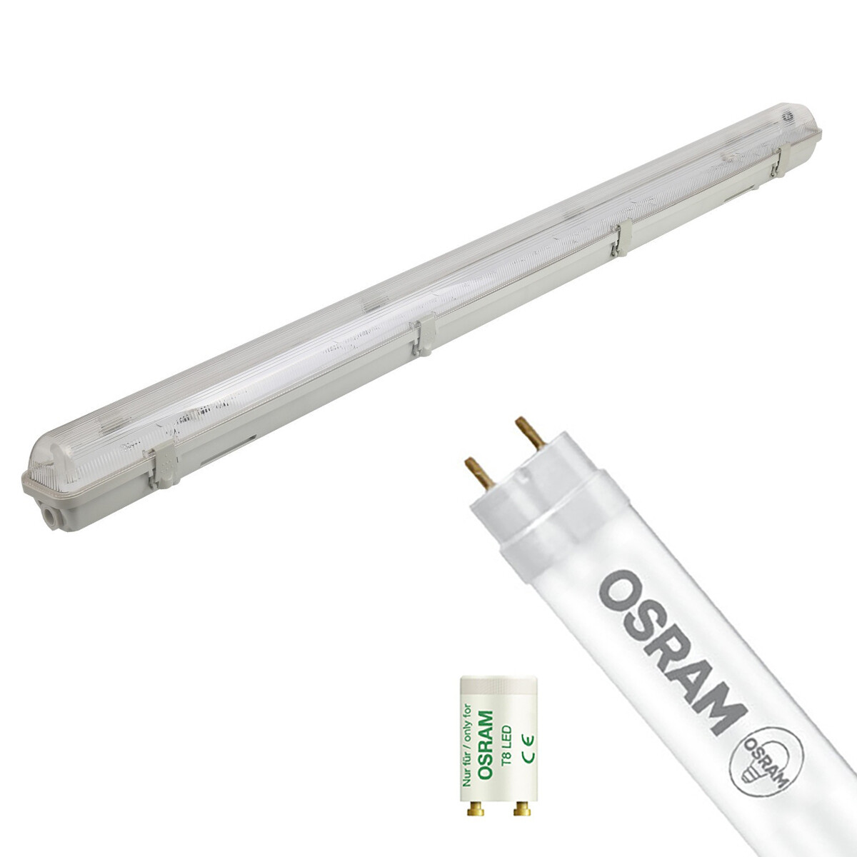 LED TL Armatuur met T8 Buis - OSRAM SubstiTUBE Value EM 830 - Aigi Hari - 120cm Enkel - 16.2W - Warm Wit 3000K