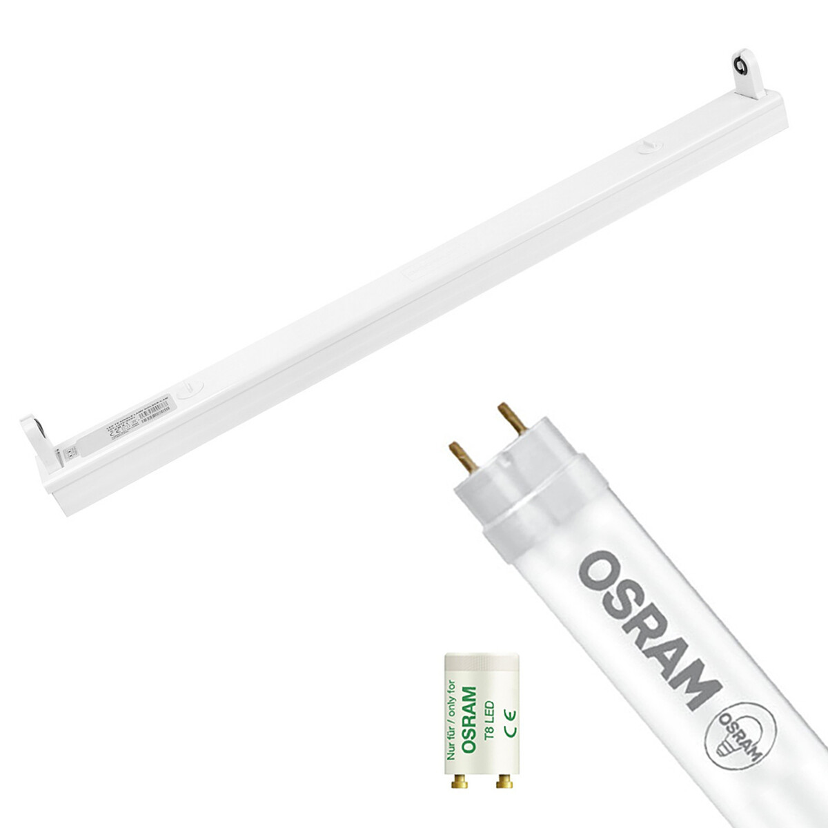 LED TL Armatuur met T8 Buis - OSRAM SubstiTUBE Value EM 840 - Aigi Dybolo - 60cm Enkel - 7.6W - Natuurlijk Wit 4000K