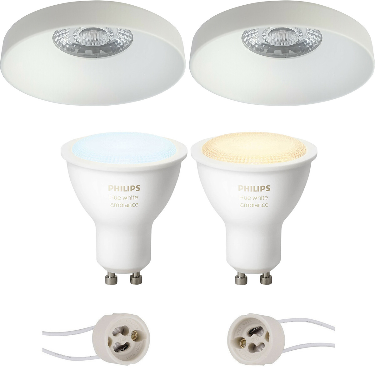 Pragmi Vrito Pro - Inbouw Rond - Mat Wit - Ø82mm - Philips Hue - LED Spot Set GU10 - White Ambiance - Bluetooth