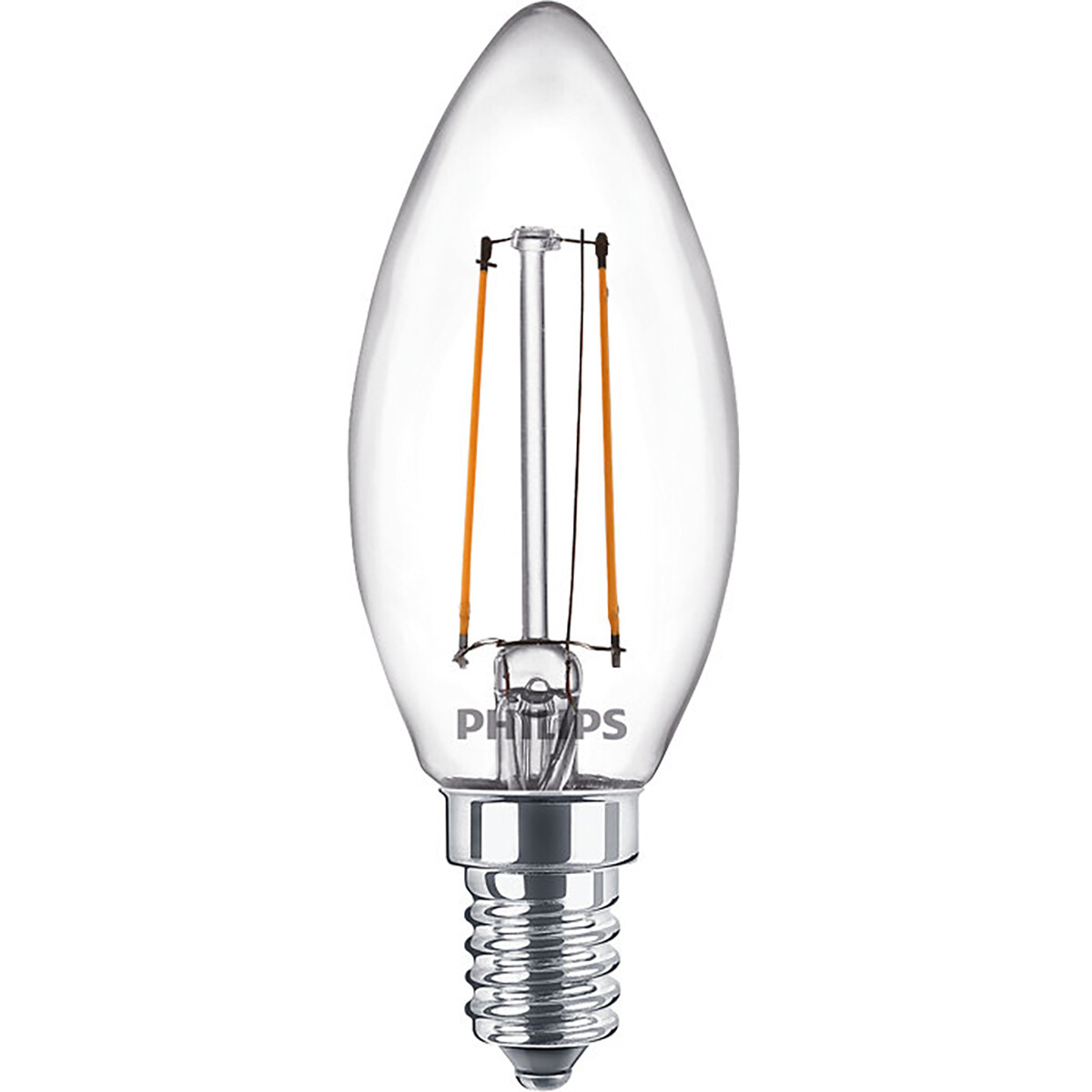 PHILIPS - LED Lamp Filament - Set 2 Stuks - Classic LEDCandle 827 B35 CL - E14 Fitting - 2W - Warm Wit 2700K | Vervangt 25W