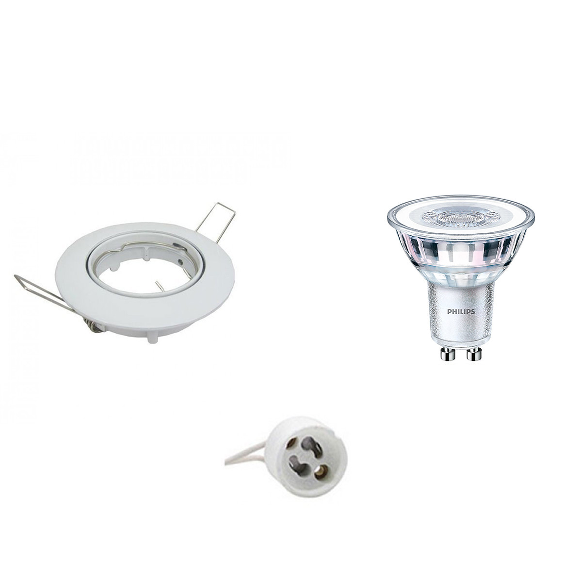 LED Spot Set - GU10 Fitting - Inbouw Rond - Glans Wit - Kantelbaar Ø82mm - Philips - CorePro 830 36D - 5W - Warm Wit 3000K - Dimbaar