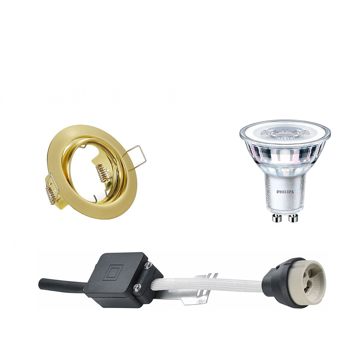 LED Spot Set - GU10 Fitting - Inbouw Rond - Mat Goud - Kantelbaar Ø83mm - Philips - CorePro 840 36D - 5W - Natuurlijk Wit 4000K - Dimbaar