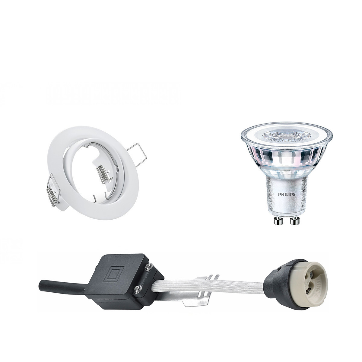 LED Spot Set - GU10 Fitting - Inbouw Rond - Mat Wit - Kantelbaar Ø83mm - Philips - CorePro 830 36D - 5W - Warm Wit 3000K - Dimbaar