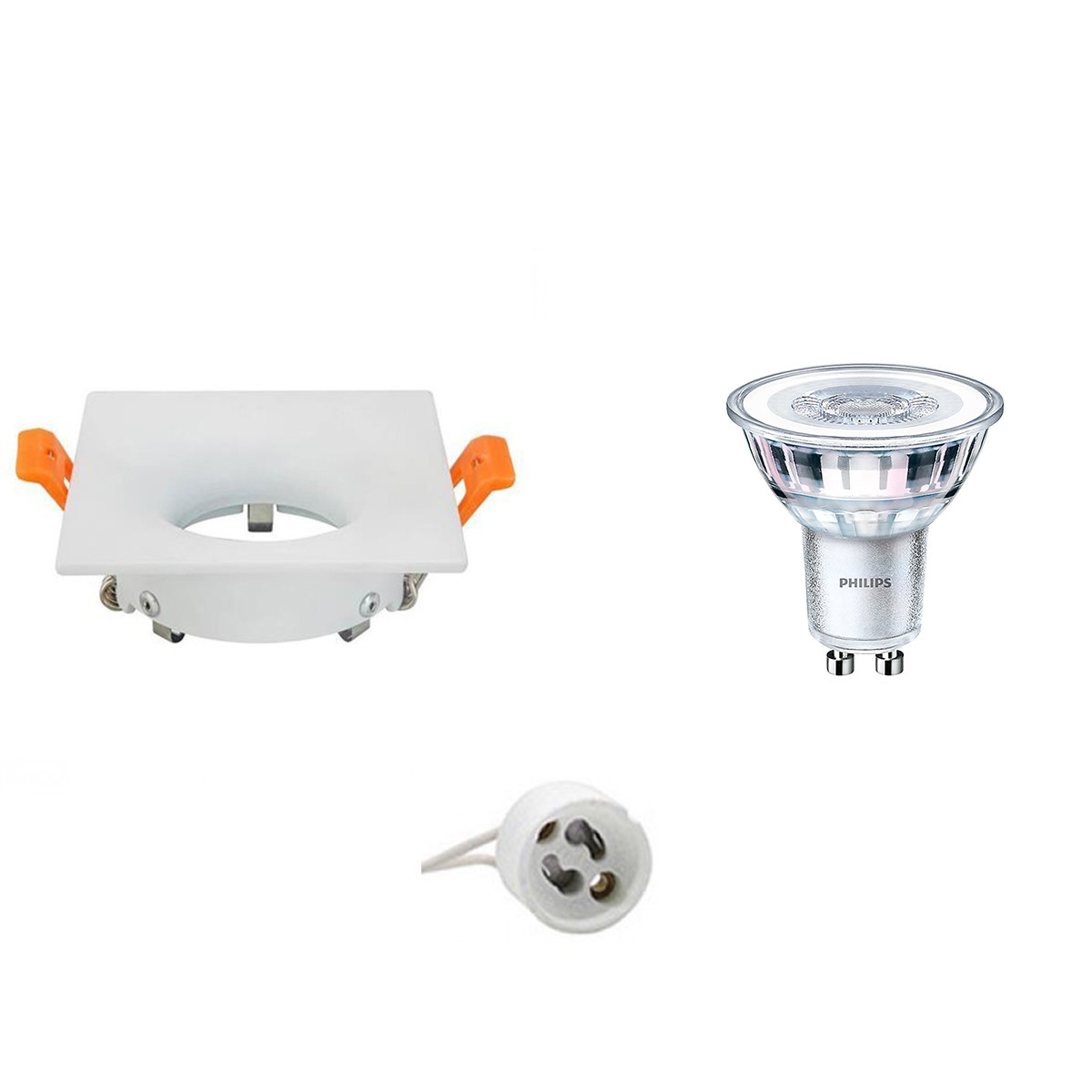 LED Spot Set - GU10 Fitting - Inbouw Vierkant - Mat Wit - 85mm - Philips - CorePro 827 36D - 3.5W - Warm Wit 2700K