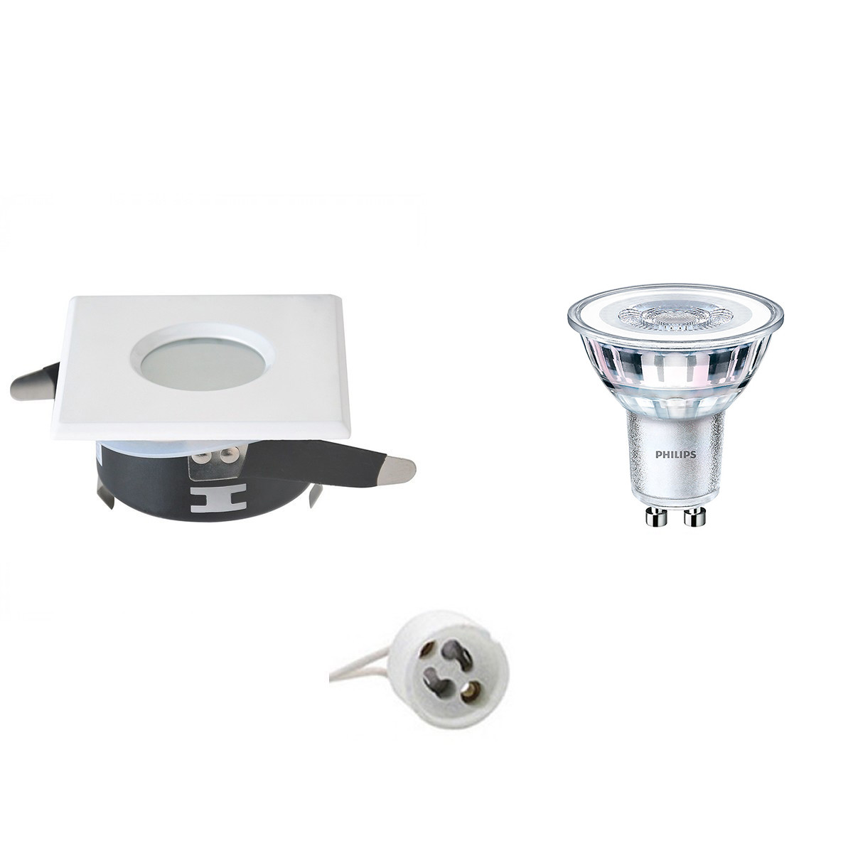 LED Spot Set - Aigi - GU10 Fitting - Waterdicht IP65 - Inbouw Vierkant - Mat Wit - 82mm - Philips - CorePro 827 36D - 5W - Warm Wit 2700K - Dimbaar