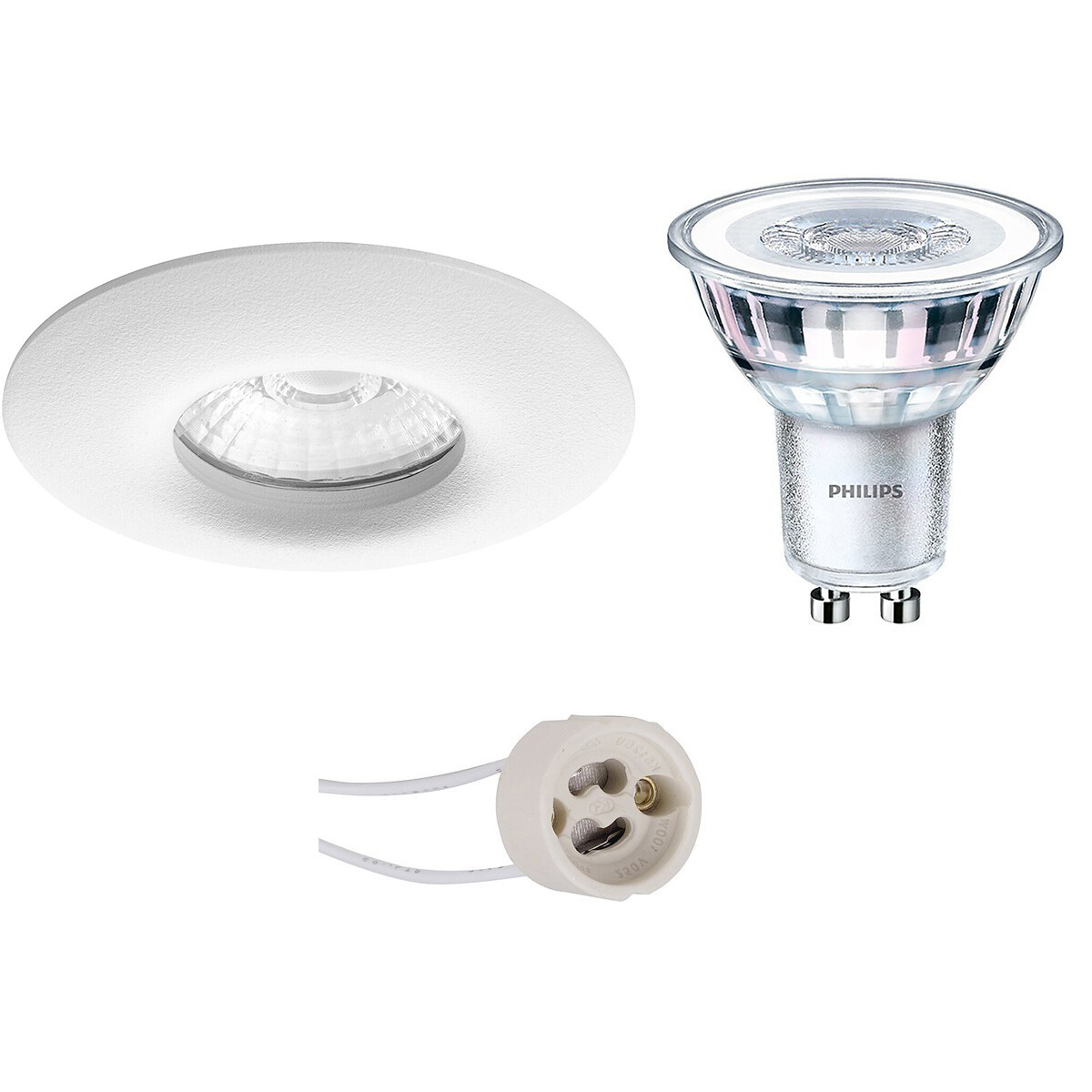 LED Spot Set - Pragmi Luno Pro - Waterdicht IP65 - GU10 Fitting - Inbouw Rond - Mat Wit - Ø82mm - Philips - CorePro 830 36D - 3.5W - Warm Wit 3000K