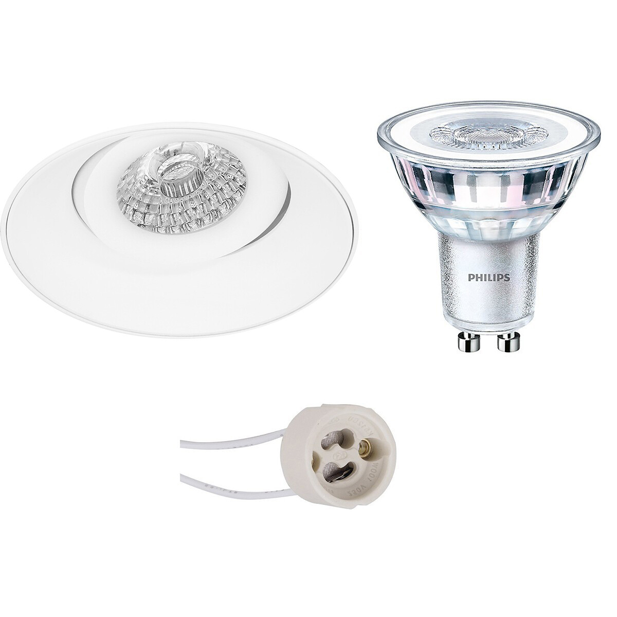 LED Spot Set - Pragmi Nivas Pro - GU10 Fitting - Inbouw Rond - Mat Wit - Trimless - Kantelbaar - Ø150mm - Philips - CorePro 830 36D - 4.6W - Warm Wit 3000K