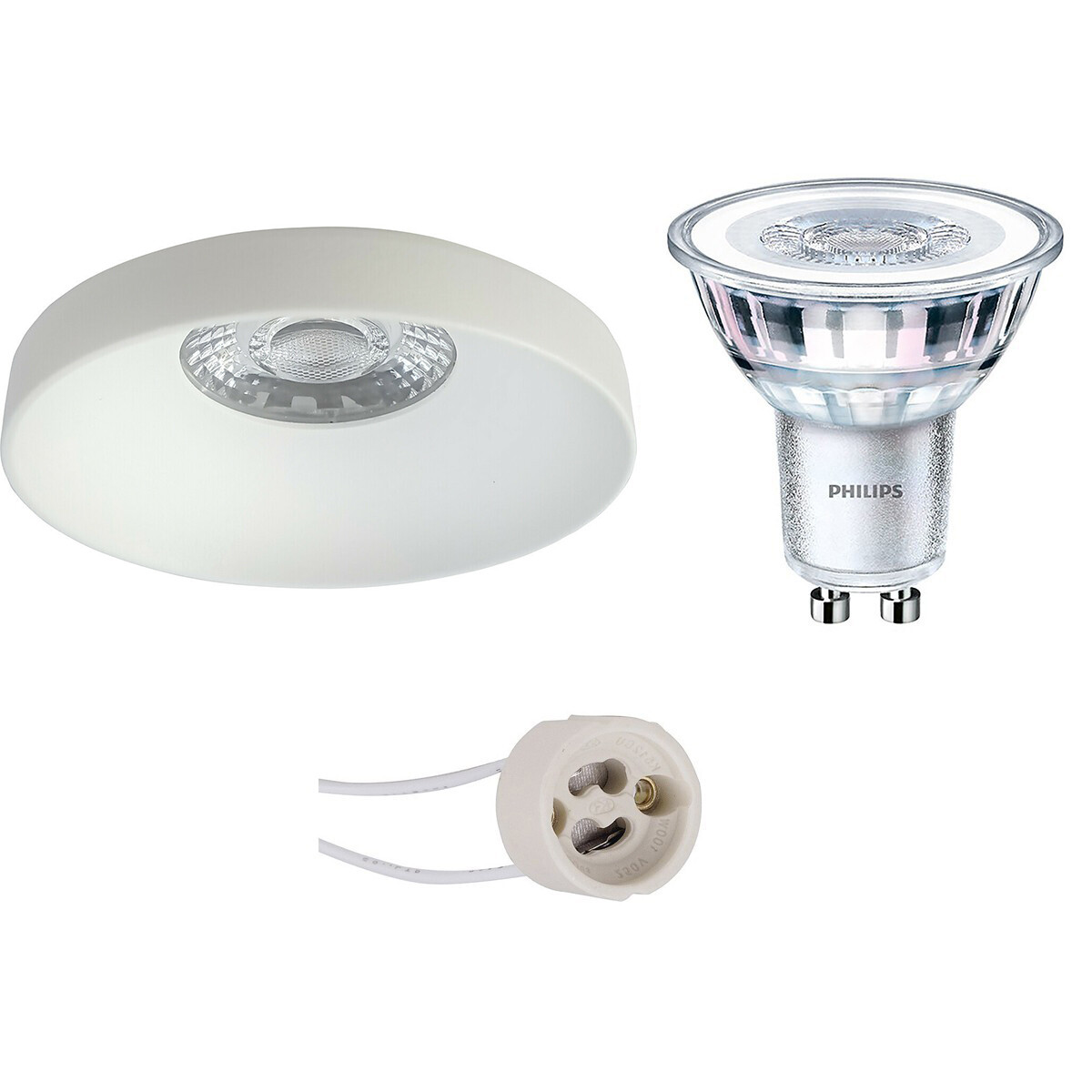 LED Spot Set - Pragmi Vrito Pro - GU10 Fitting - Inbouw Rond - Mat Wit - Ø82mm - Philips - CorePro 830 36D - 3.5W - Warm Wit 3000K