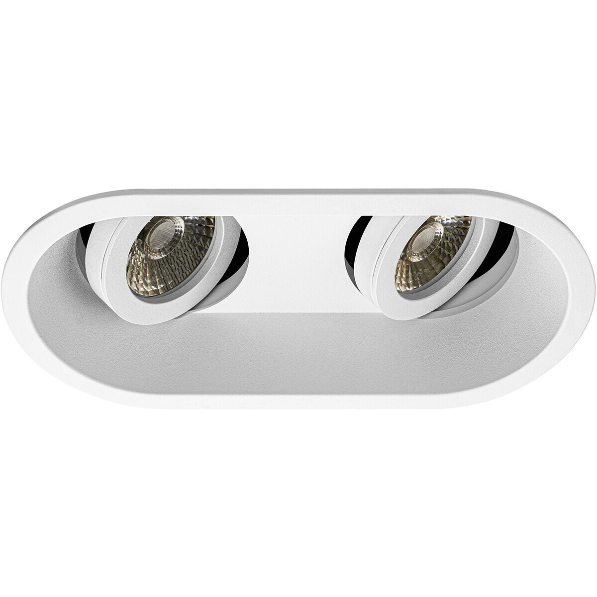 LED Spot Set - Pragmi Zano Pro - GU10 Fitting - Inbouw Ovaal Dubbel - Mat Wit - Kantelbaar - 185x93mm - Philips - CorePro 827 36D - 4.6W - Warm Wit 2700K