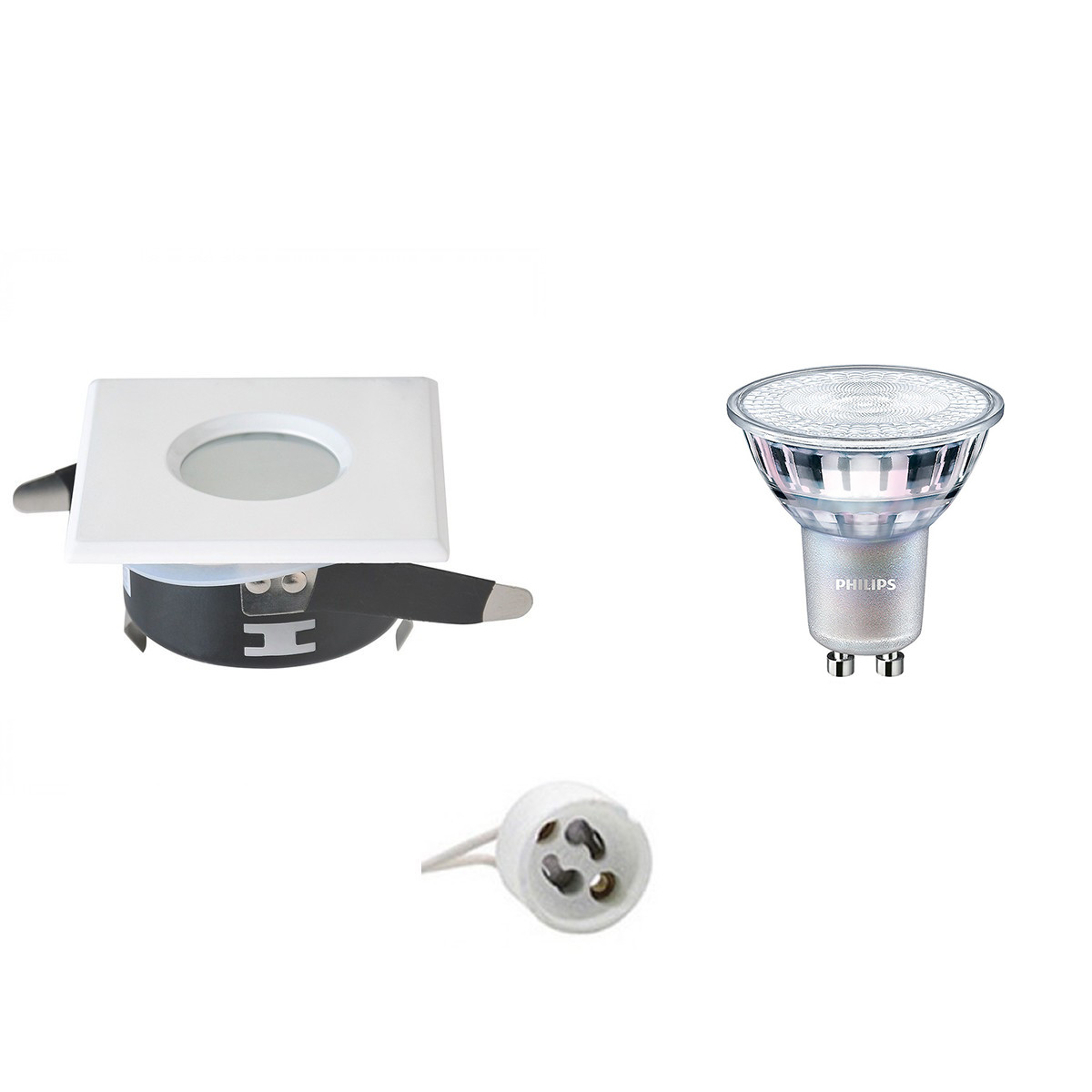 LED Spot Set - Aigi - GU10 Fitting - Waterdicht IP65 - Inbouw Vierkant - Mat Wit - 82mm - Philips - MASTER 927 36D VLE - 3.7W - Warm Wit 2200K-2700K - DimTone Dimbaar