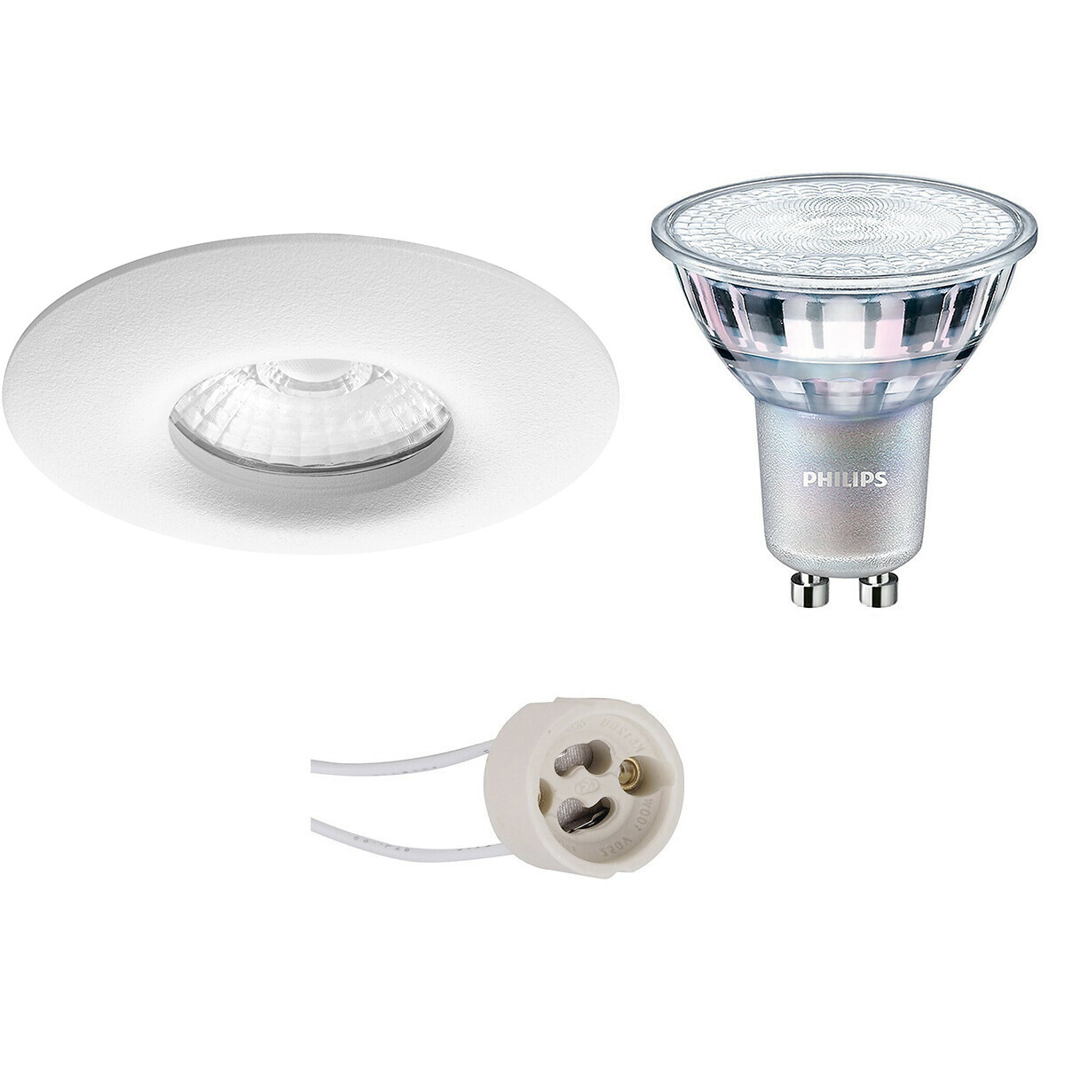 LED Spot Set - Pragmi Luno Pro - Waterdicht IP65 - GU10 Fitting - Inbouw Rond - Mat Wit - Ø82mm - Philips - MASTER 927 36D VLE - 3.7W - Warm Wit 2200K-2700K - DimTone Dimbaar