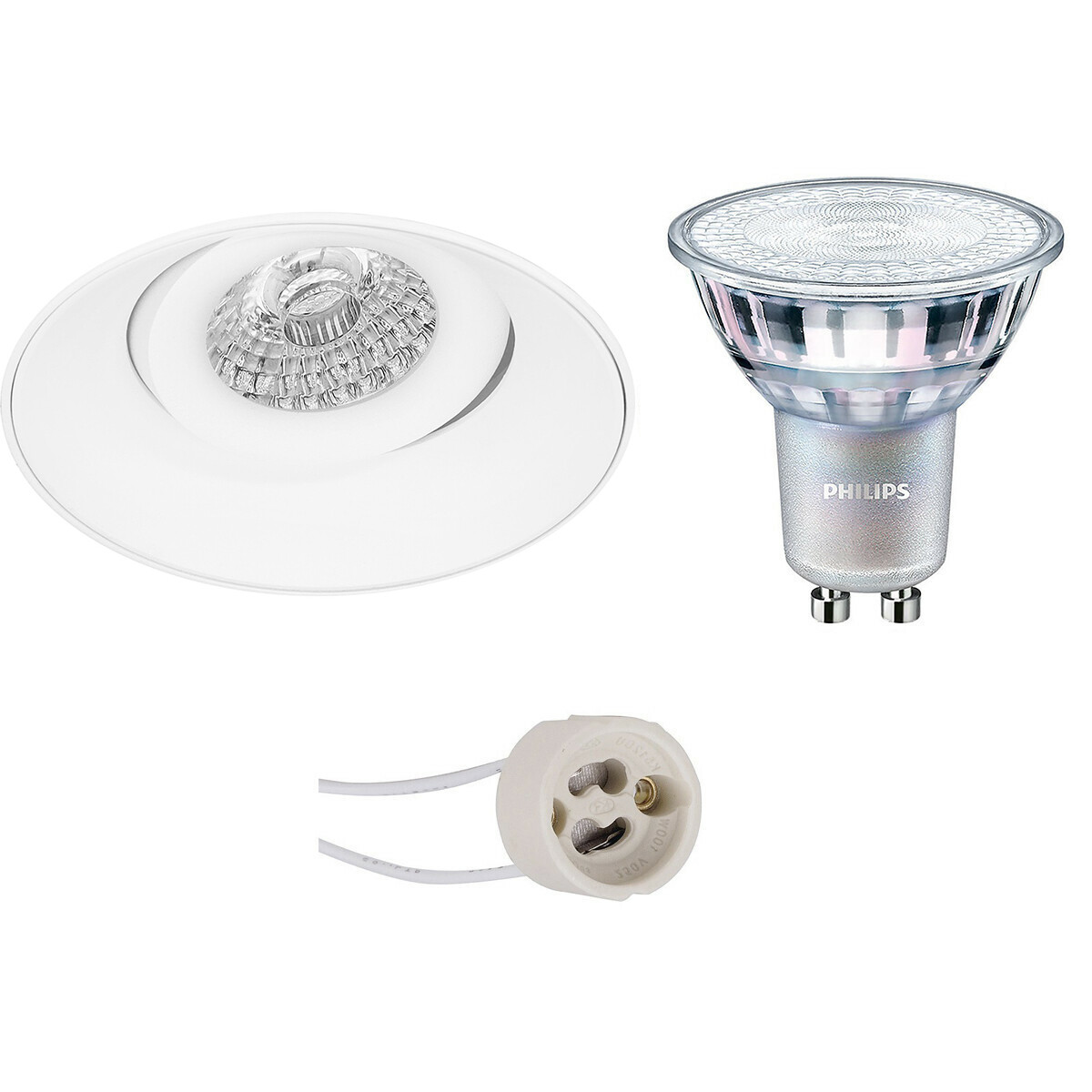 LED Spot Set - Pragmi Nivas Pro - GU10 Fitting - Inbouw Rond - Mat Wit - Trimless - Kantelbaar - Ø150mm - Philips - MASTER 927 36D VLE - 3.7W - Warm Wit 2200K-2700K - DimTone Dimbaar