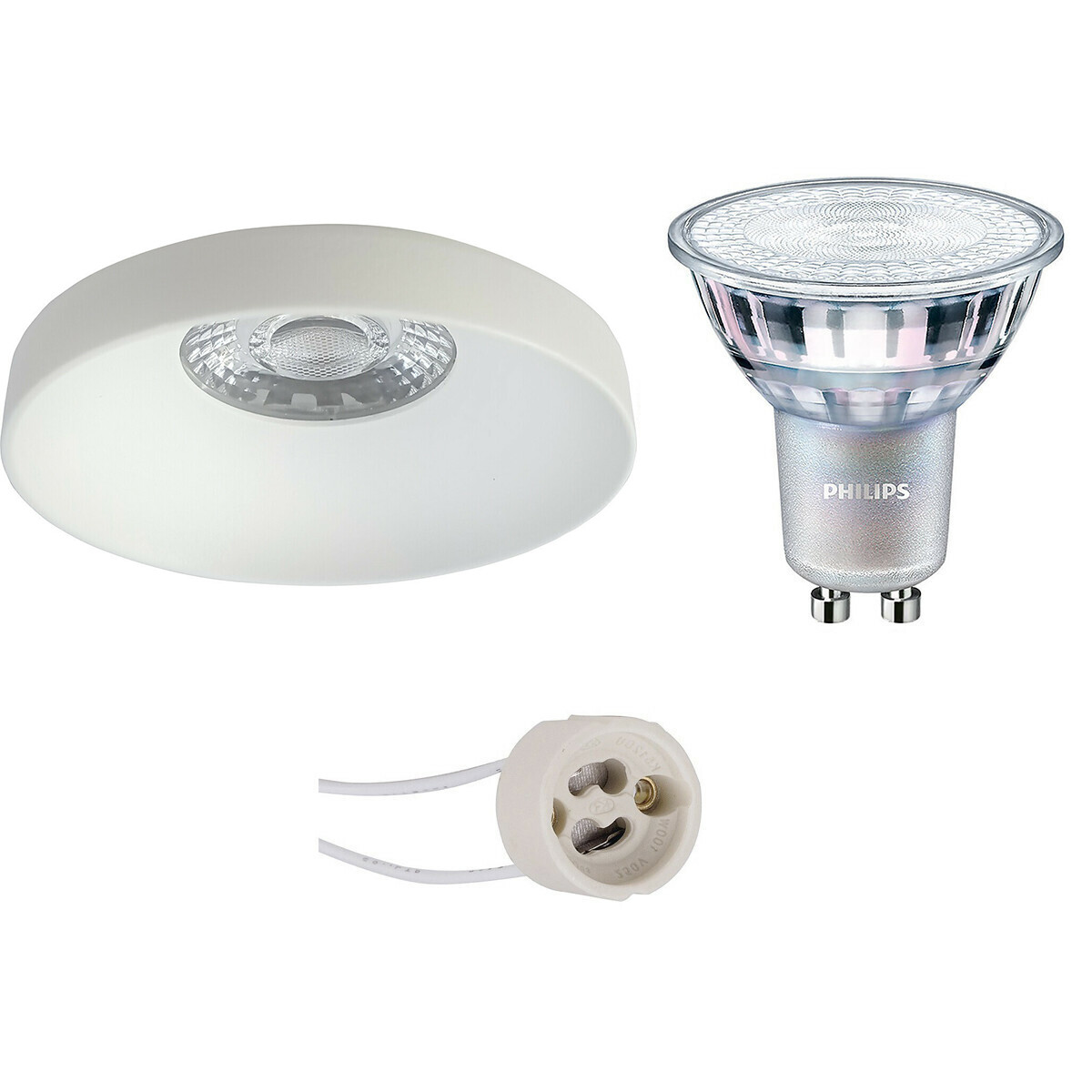 LED Spot Set - Pragmi Vrito Pro - GU10 Fitting - Inbouw Rond - Mat Wit - Ø82mm - Philips - MASTER 927 36D VLE - 3.7W - Warm Wit 2200K-2700K - DimTone Dimbaar