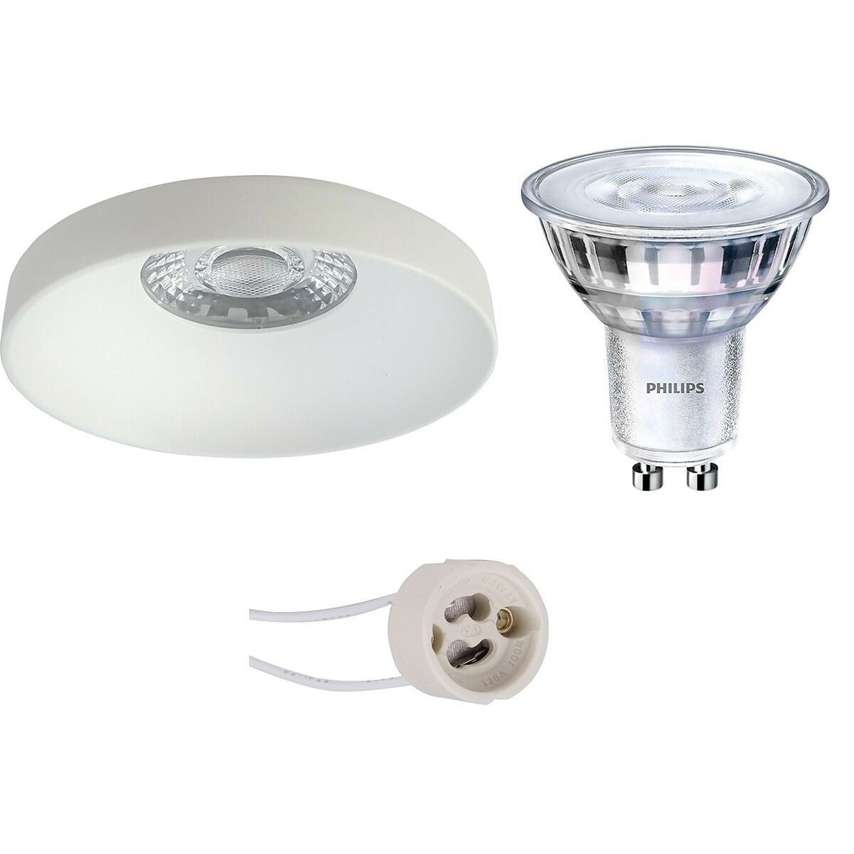 LED Spot Set - Pragmi Vrito Pro - GU10 Fitting - Inbouw Rond - Mat Wit - Ø82mm - Philips - SceneSwitch 827 36D - 1.5W-5W - Warm Wit 2200K-2700K - Dimbaar