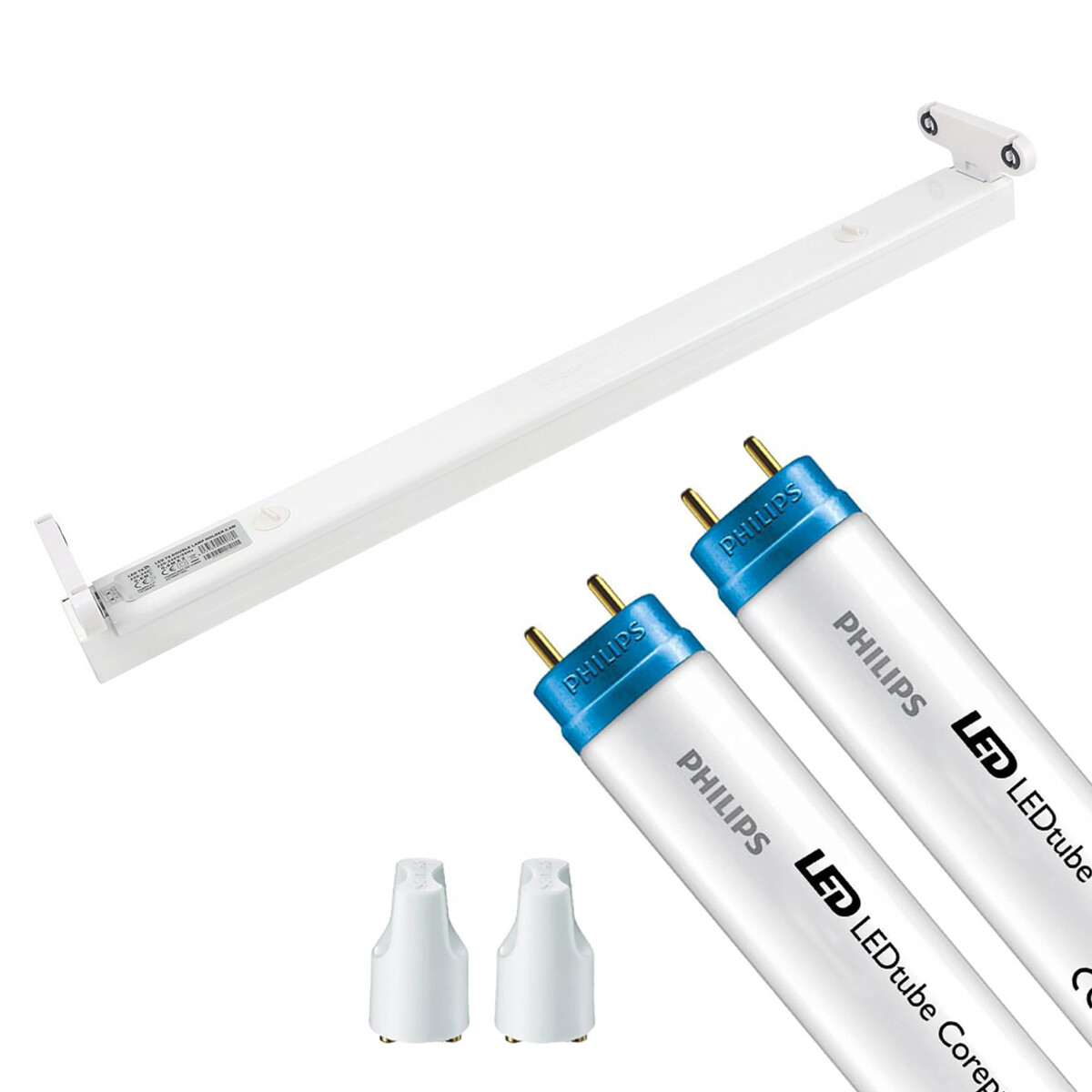 LED TL Armatuur met T8 Buis - Aigi Dybolo - 60cm Dubbel - Philips - CorePro LEDtube EM 840 - 16W - Natuurlijk Wit 4000K | Vervangt 36W